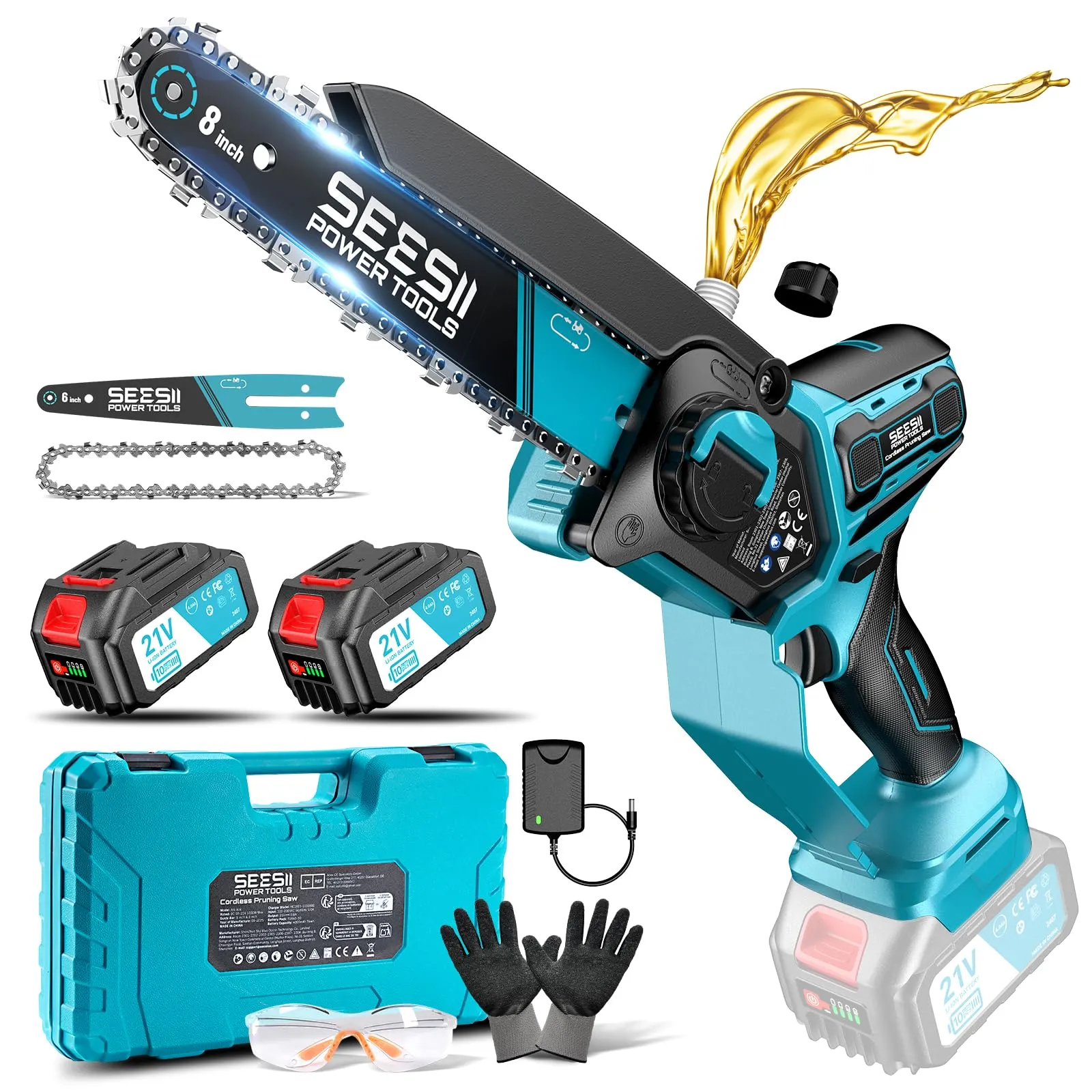 SEESII Motosega a Batteria 6" & 8" - Potenza e Versatilità per la Cura del Tuo Giardino