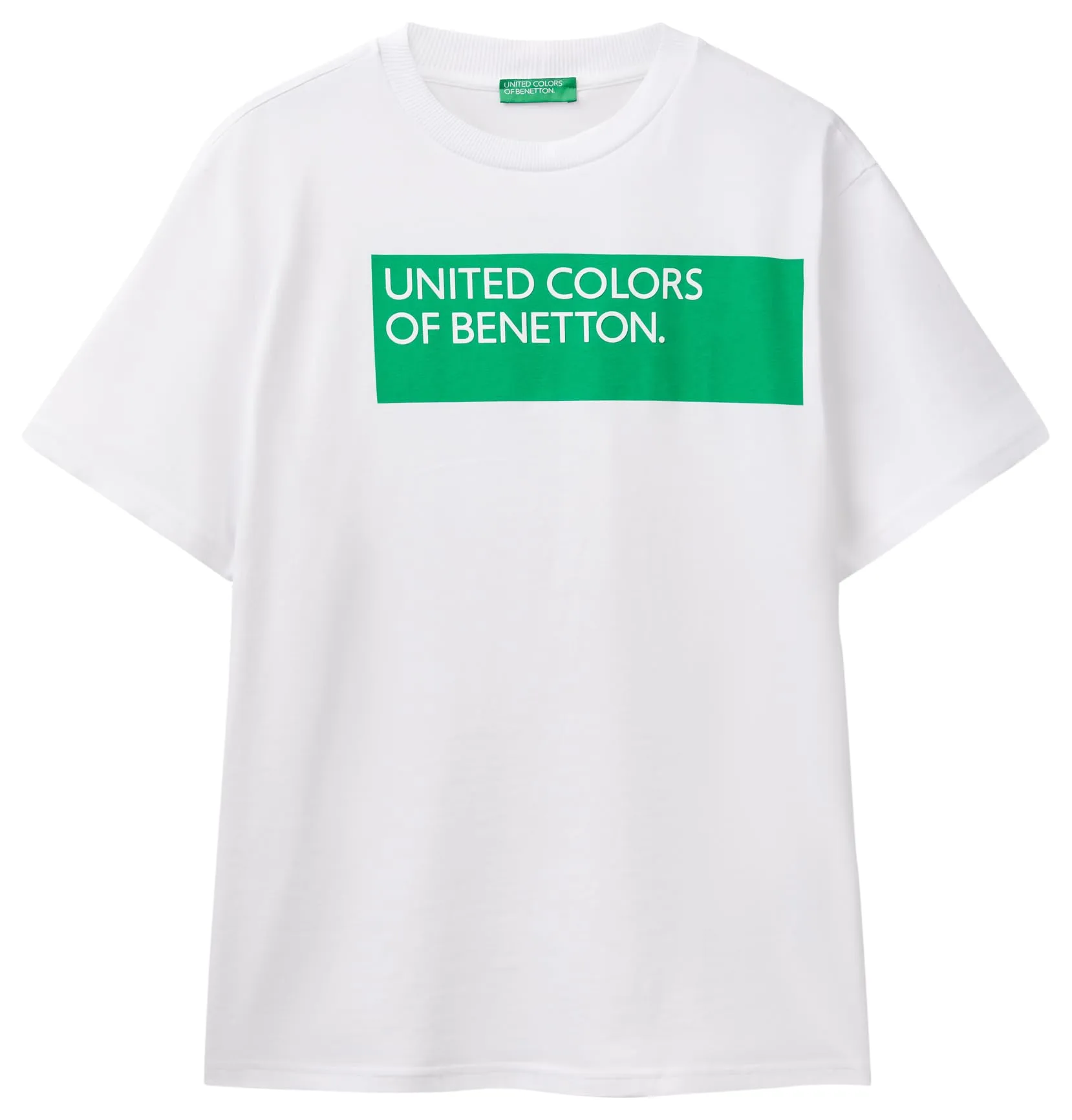 United Colors of Benetton T-Shirt Bianca con Logo Effetto Rilievo
