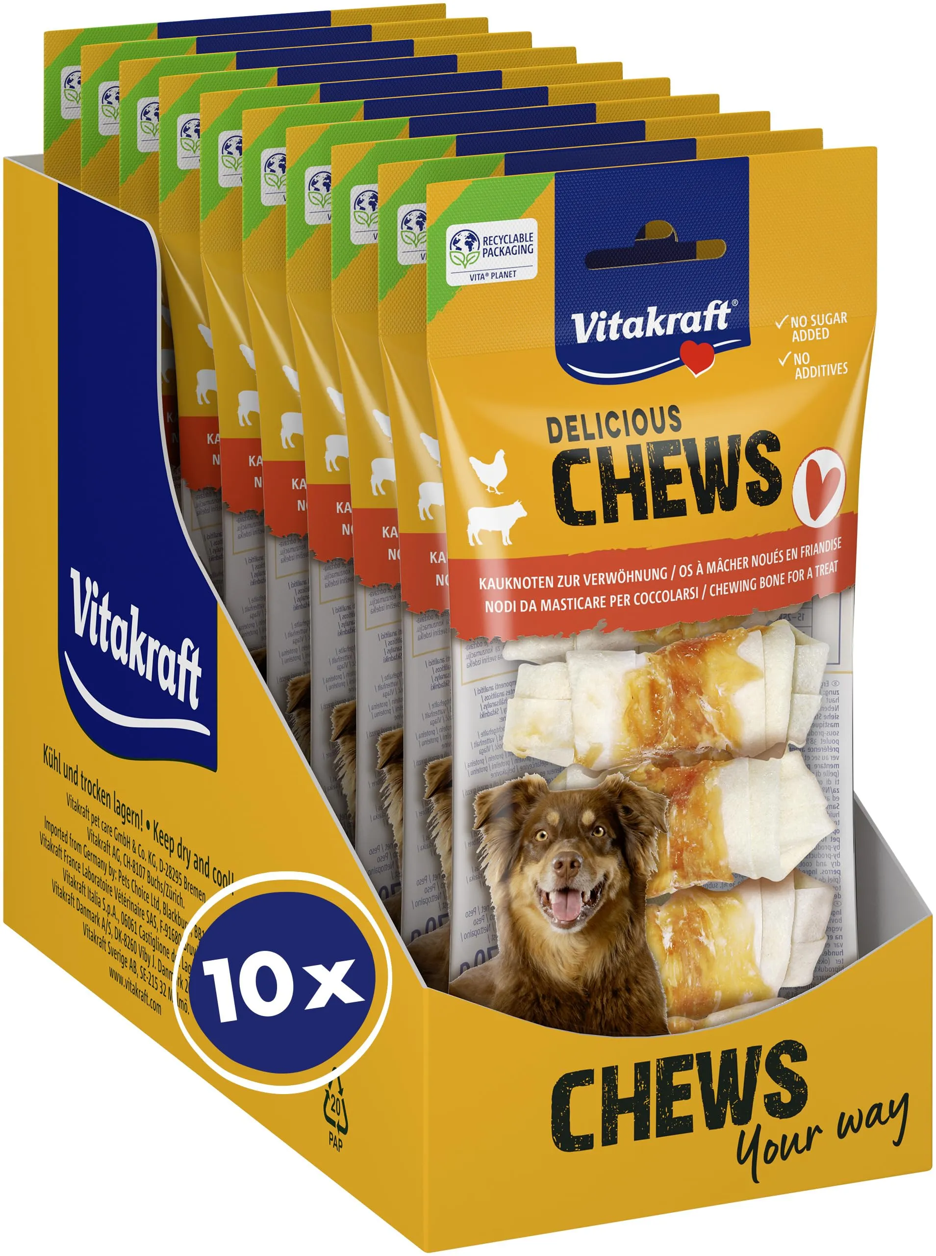 Vitakraft Chews Nodi da Masticare con Pollo per Cani (10 x 70g)