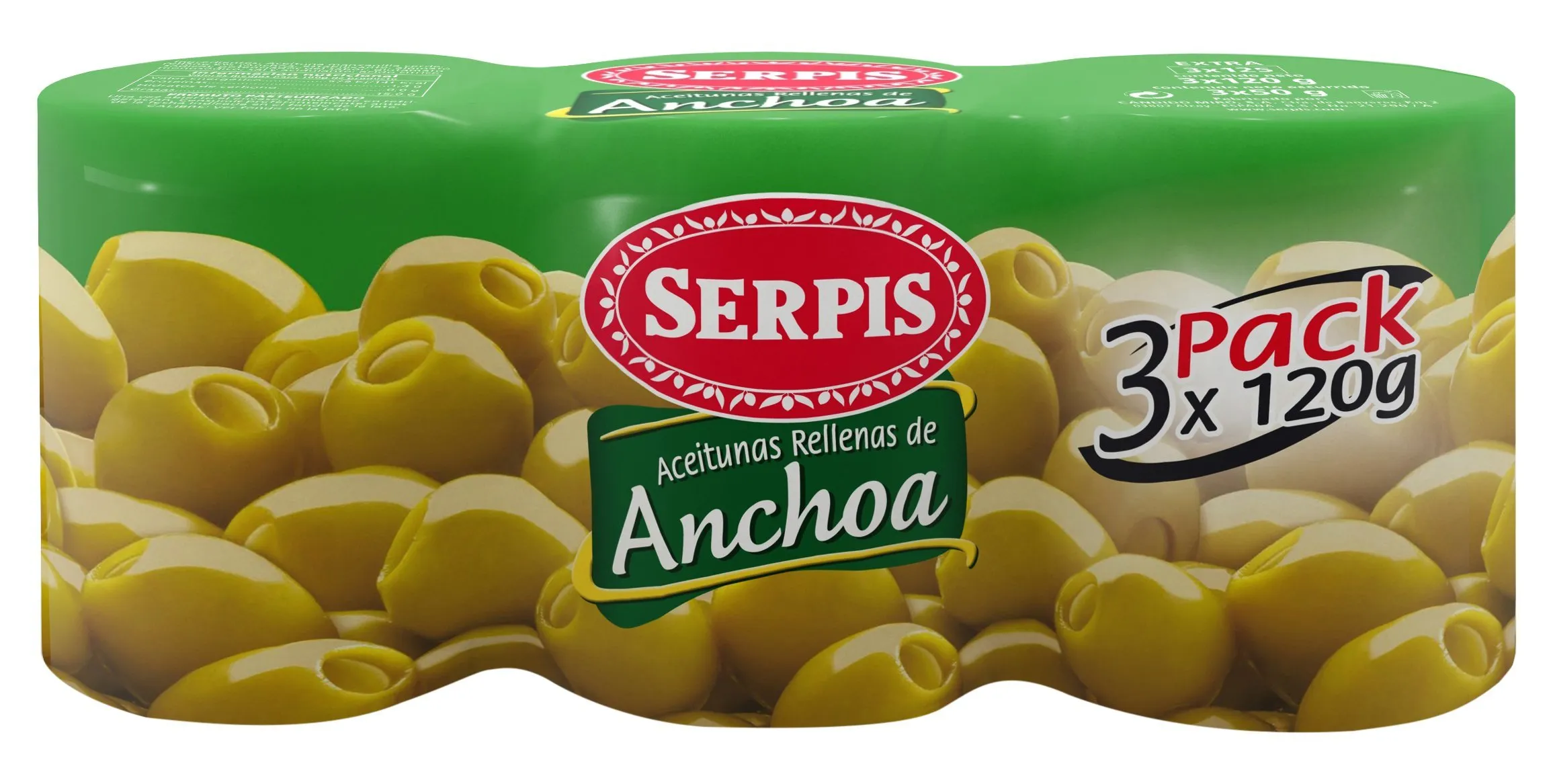 Serpis Olive Ripiene di Acciughe, 3 x 120g