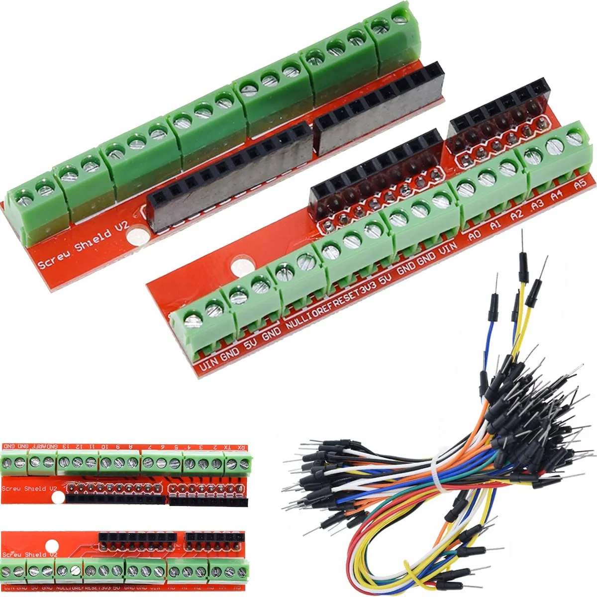 DAOKAI 2PACK Vite Shield V2 Morsettiera Scheda di Espansione Impilabile per Arduino UNO R3 con Jump Wire