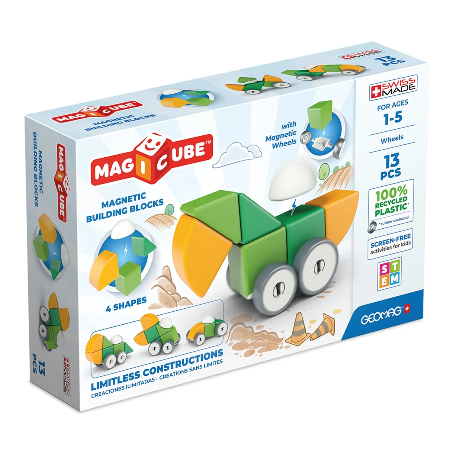 Geomag Magicube 1+ Shapes - 13 Cubi Magnetici Riciclati
