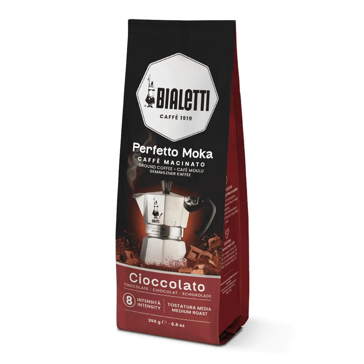 Bialetti Perfetto Moka Caffè Macinato, Gusto Cioccolato - 250 gr