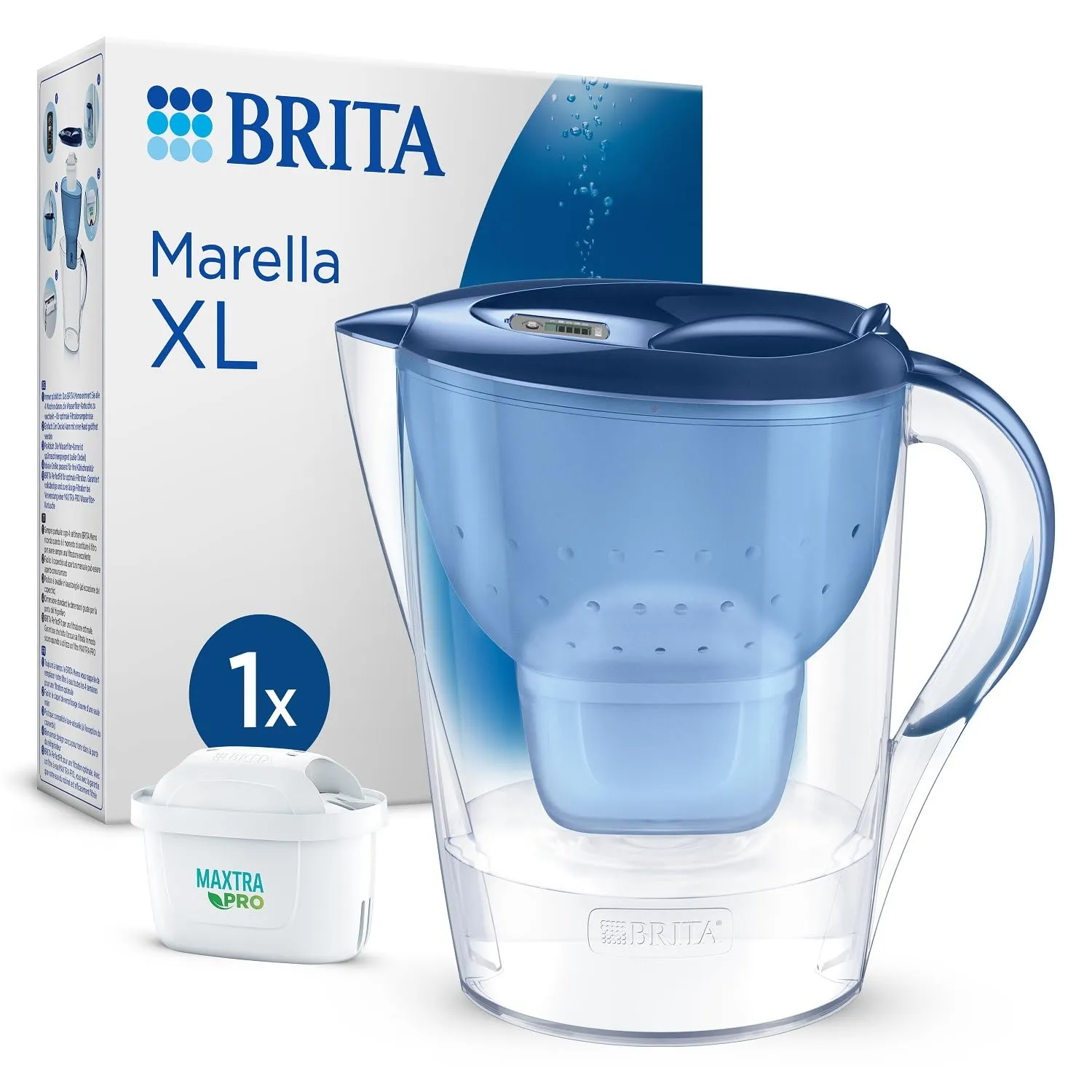 BRITA Marella XL Caraffa Filtrante Blu con Cartuccia MAXTRA PRO