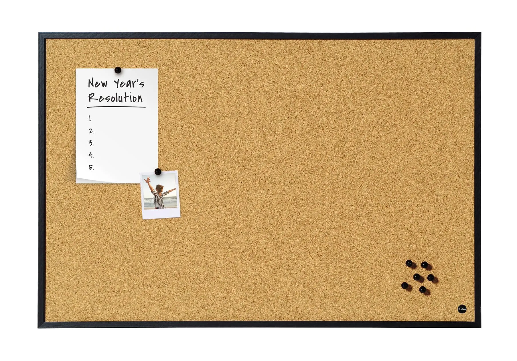 Bi-Office Bacheca New Basic - Sughero, Cornice MDF, 885x585mm, Nero