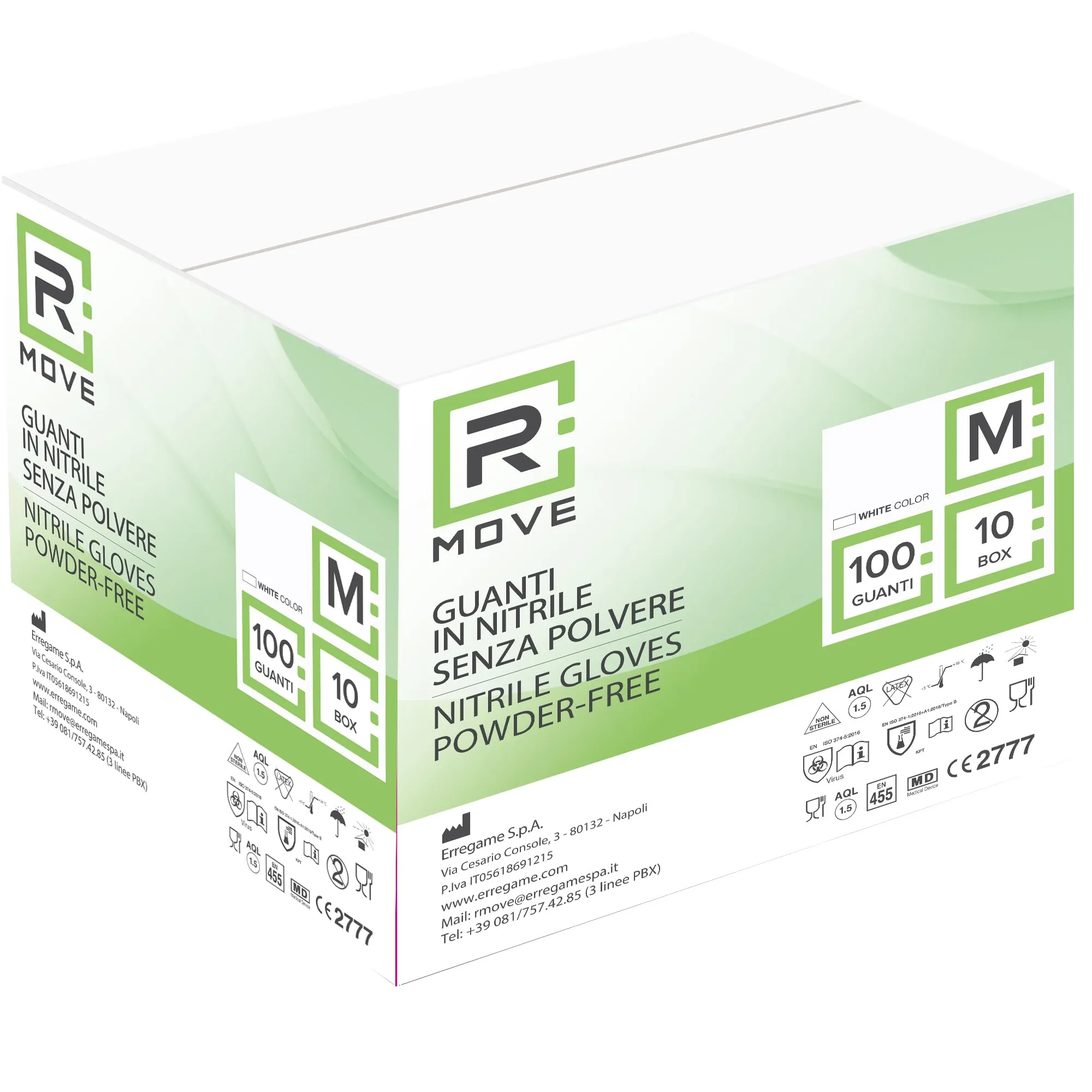 RMOVE 1000 Guanti in Nitrile Bianchi Taglia M - Monouso, Ipoallergenici, Senza Polvere e Lattice