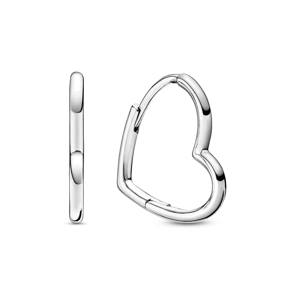 Orecchini a Cerchio a Cuore Asimmetrico in Argento Sterling 925