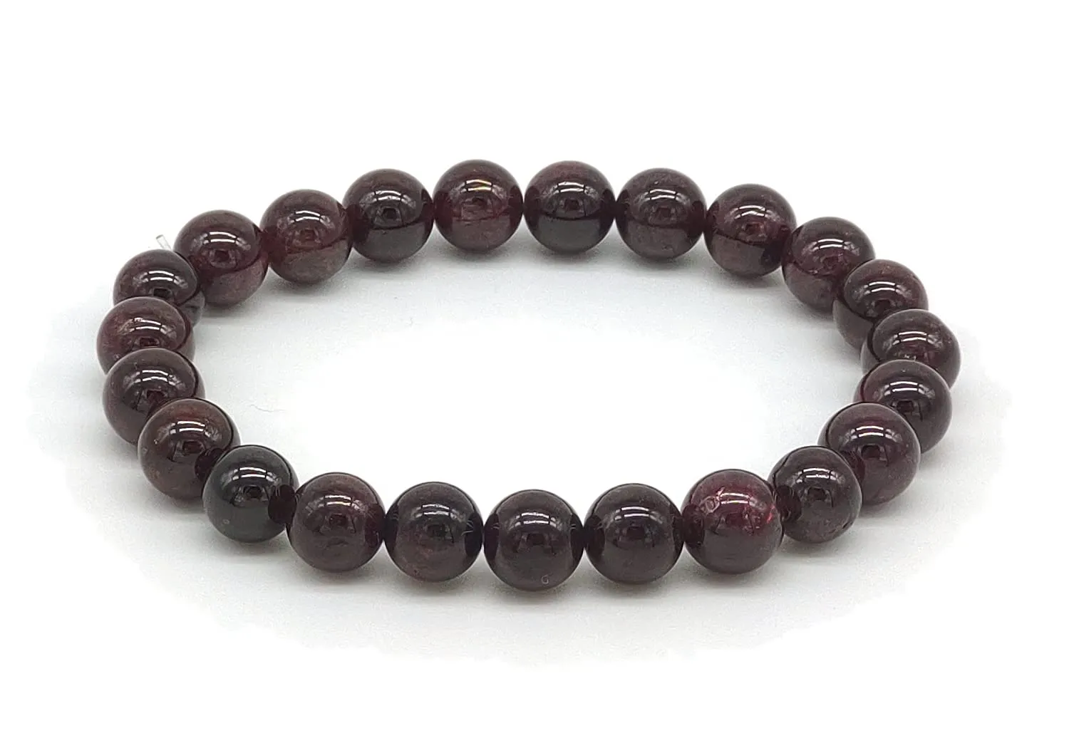 Bracciale in Granato Unisex, Pietre Dure Naturali, Elastico 19cm, Fatto a Mano
