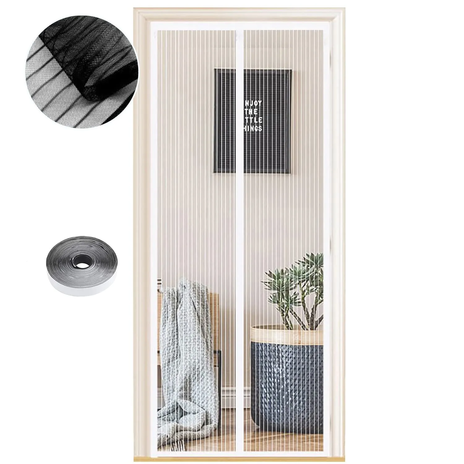 Zanzariera Magnetica per Porte 120 x 230 cm - Strisce Bianche