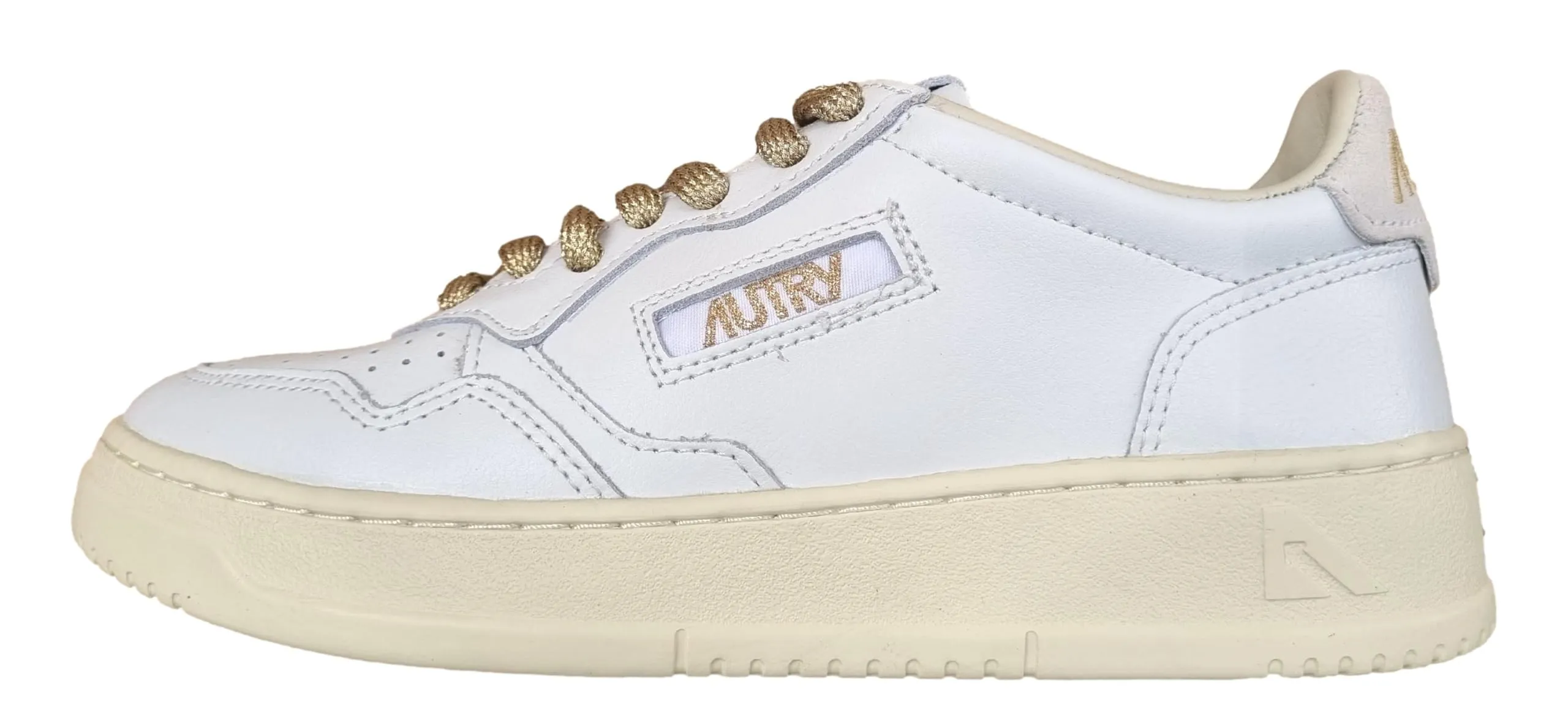 Autry Medalist Scarpe Sneakers Donna Pelle Bianca e Oro