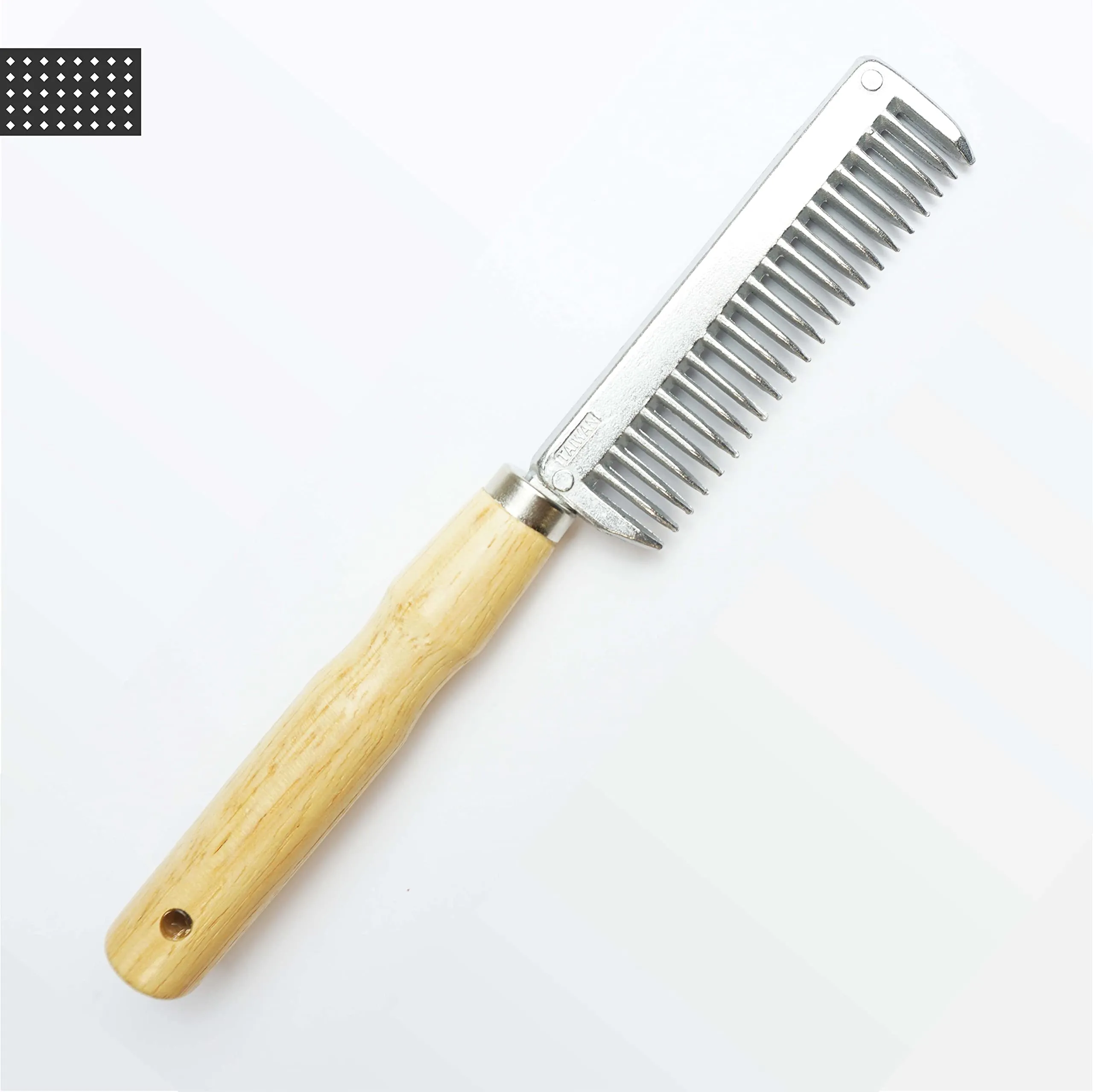 Pettine per Criniera Cavalli e Asinelli in Metallo con Manico in Legno