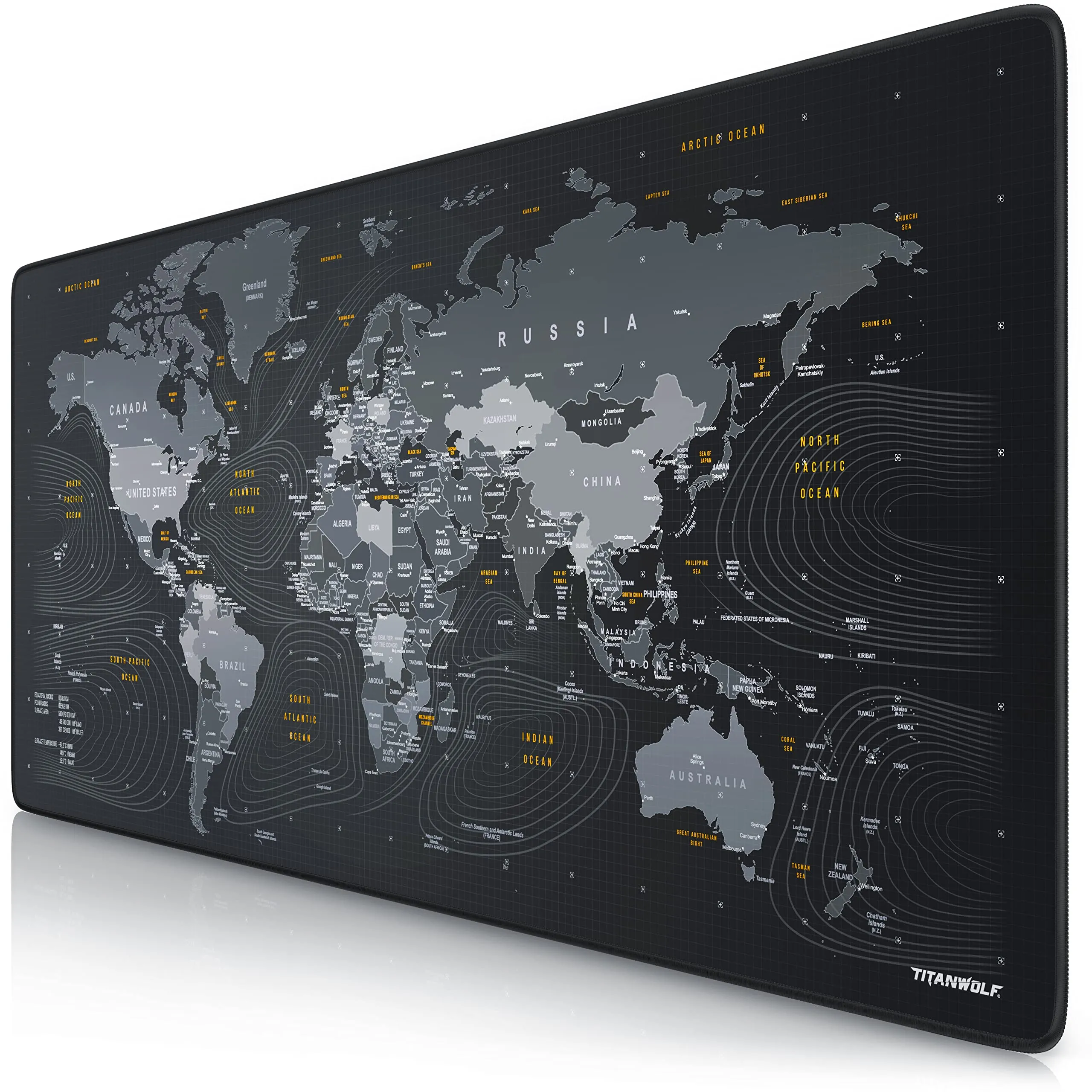 TITANWOLF - XXL Tappetino per Mouse da Gioco World Map