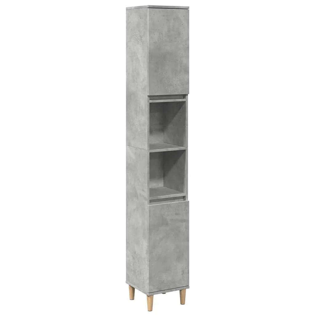 vidaXL Armadietto Bagno Grigio Cemento 30x30x190 cm Legno Multistrato