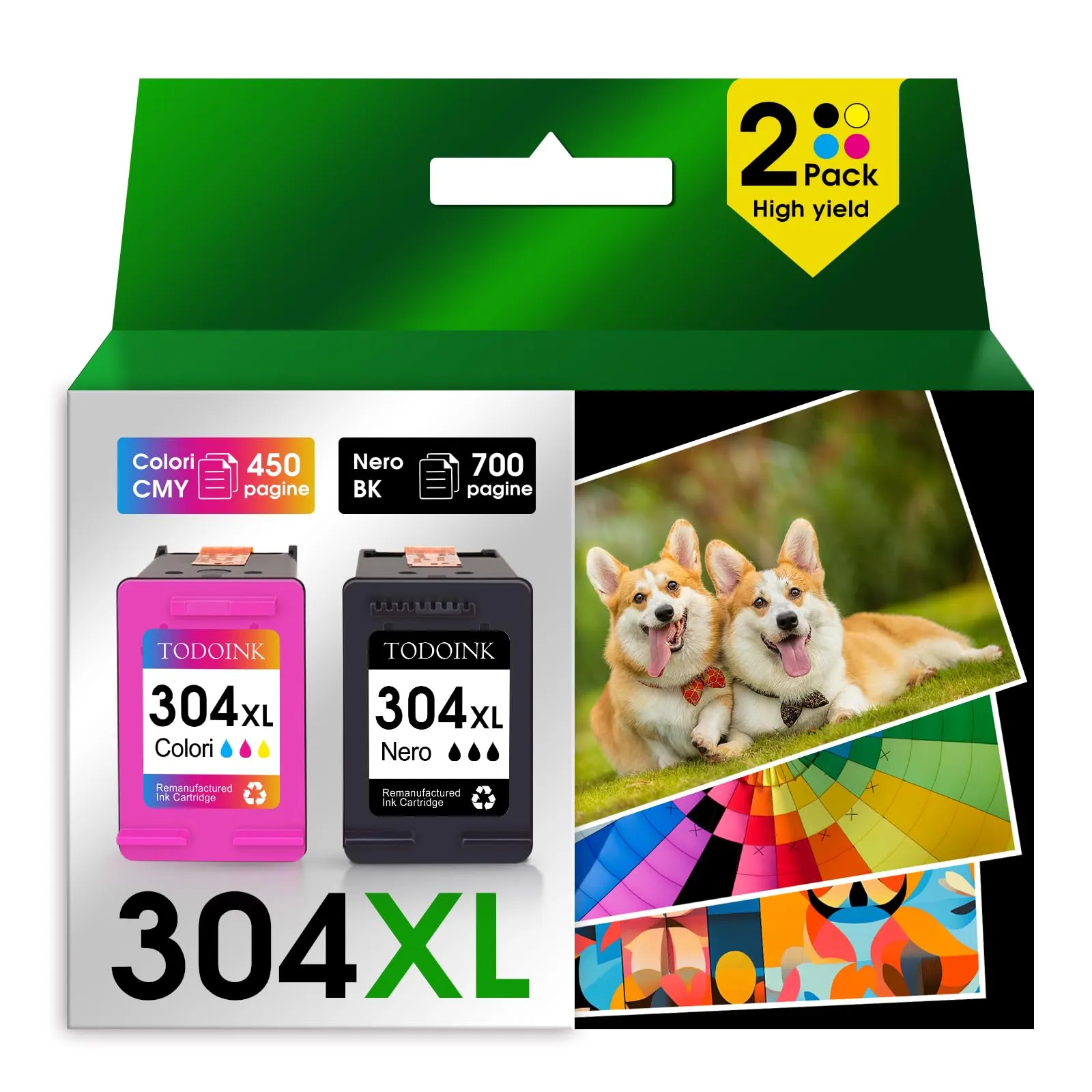 TODOINK 304XL Cartucce d'Inchiostro Nero e Colore, Compatibili con Stampanti HP Envy e DeskJet