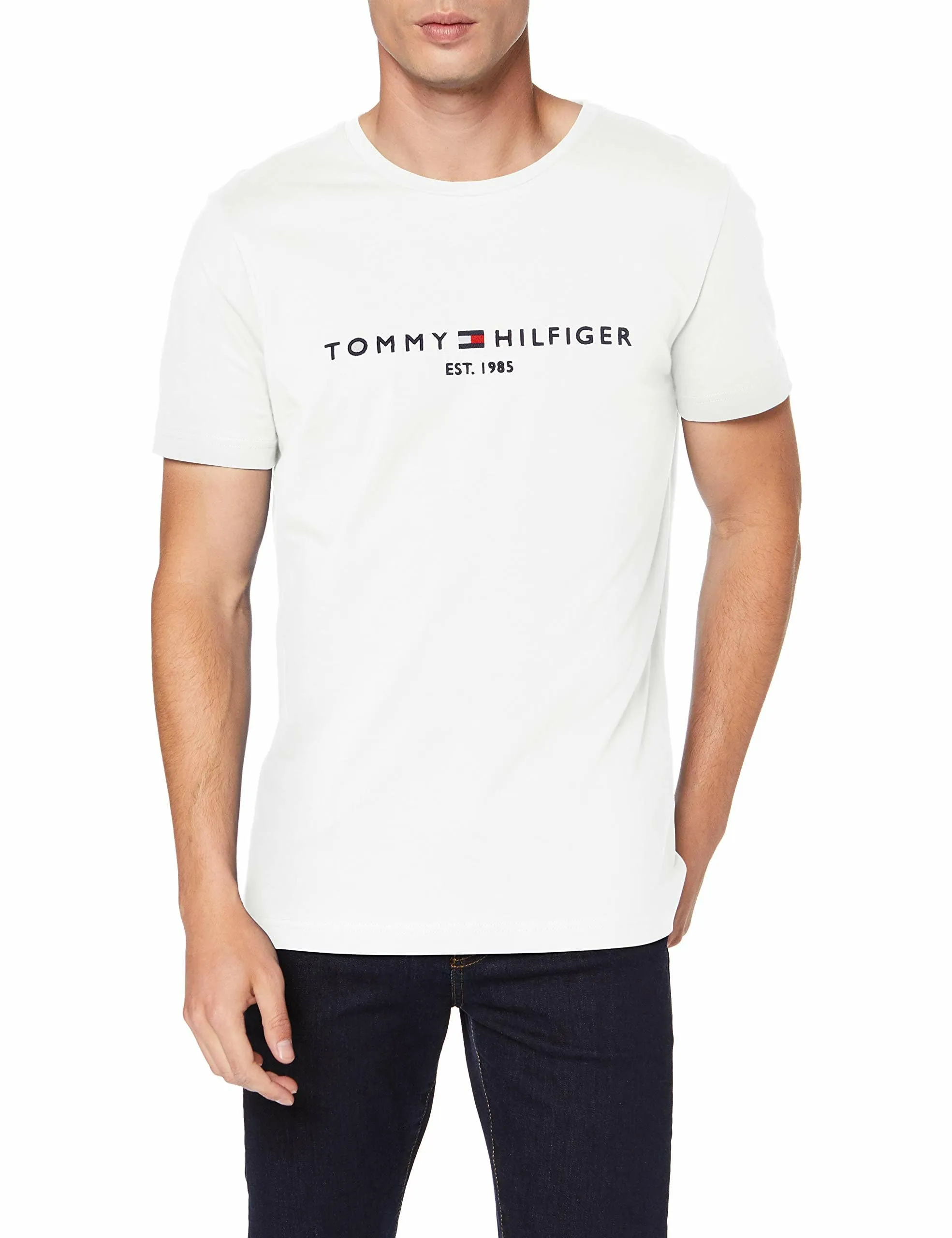 Tommy Hilfiger CORE TOMMY LOGO TEE MW0MW11465 - Maglietta Uomo Bianco