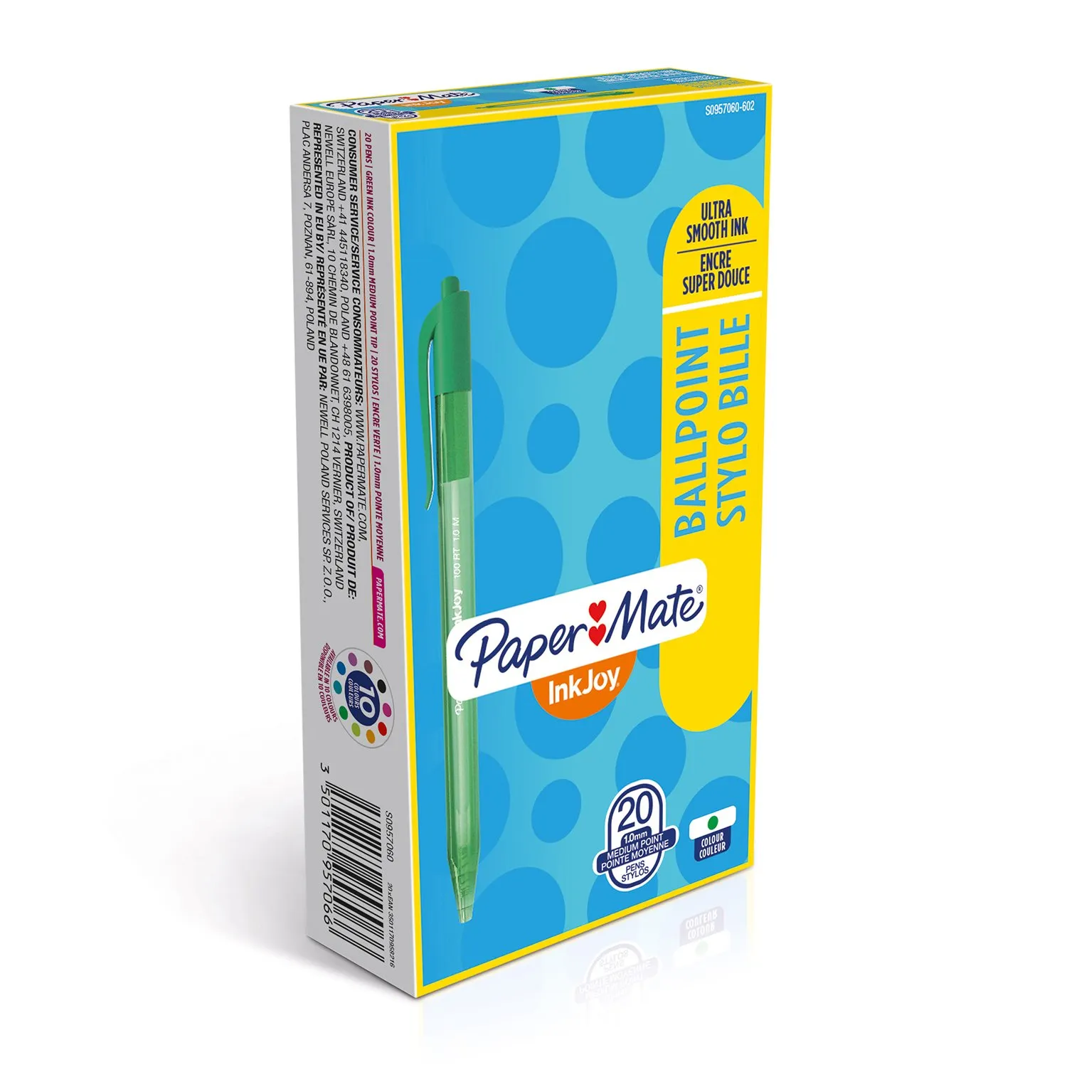 PaperMate InkJoy 100 Penna a Sfera a Scatto, Punta Media 1.0 mm