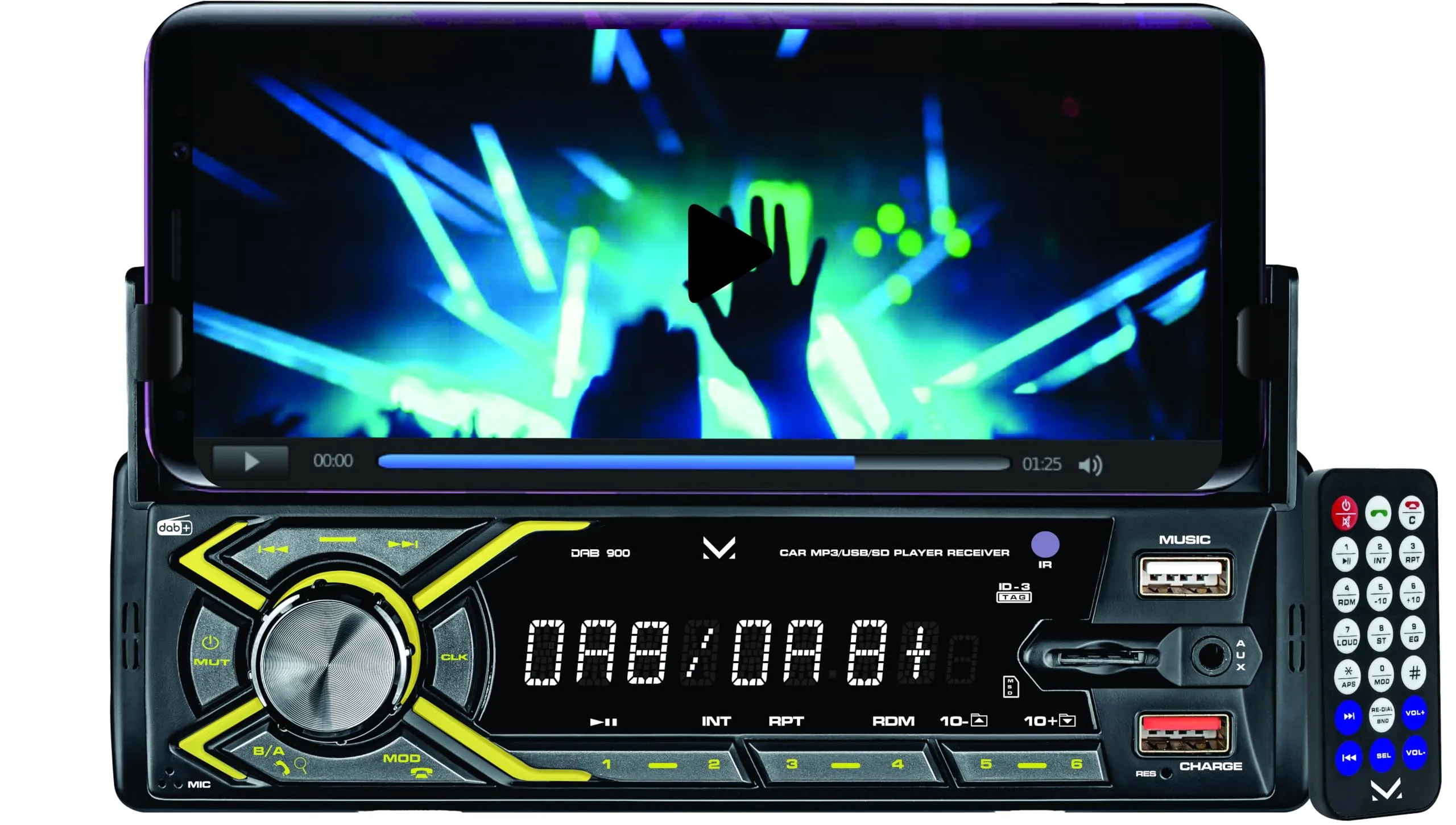 Majestic DAB 900 Autoradio Digitale DAB+/RDS FM con Supporto Smartphone