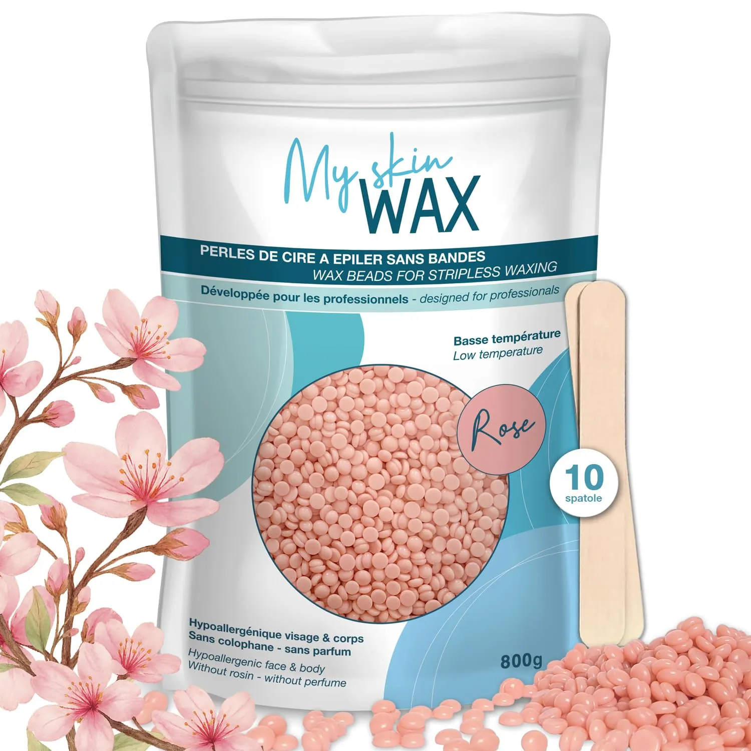 My Skin Wax - Cera Depilatoria Brasiliana Ipoallergenica Rosa per Pelli Sensibili