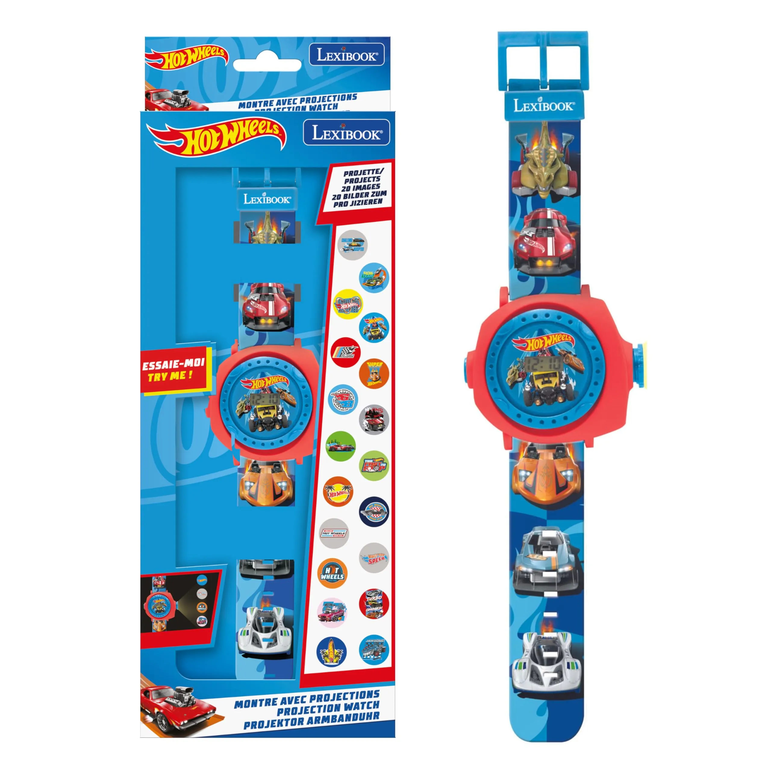 Orologio Proiettore Hot Wheels Lexibook: Corri verso l'Avventura!
