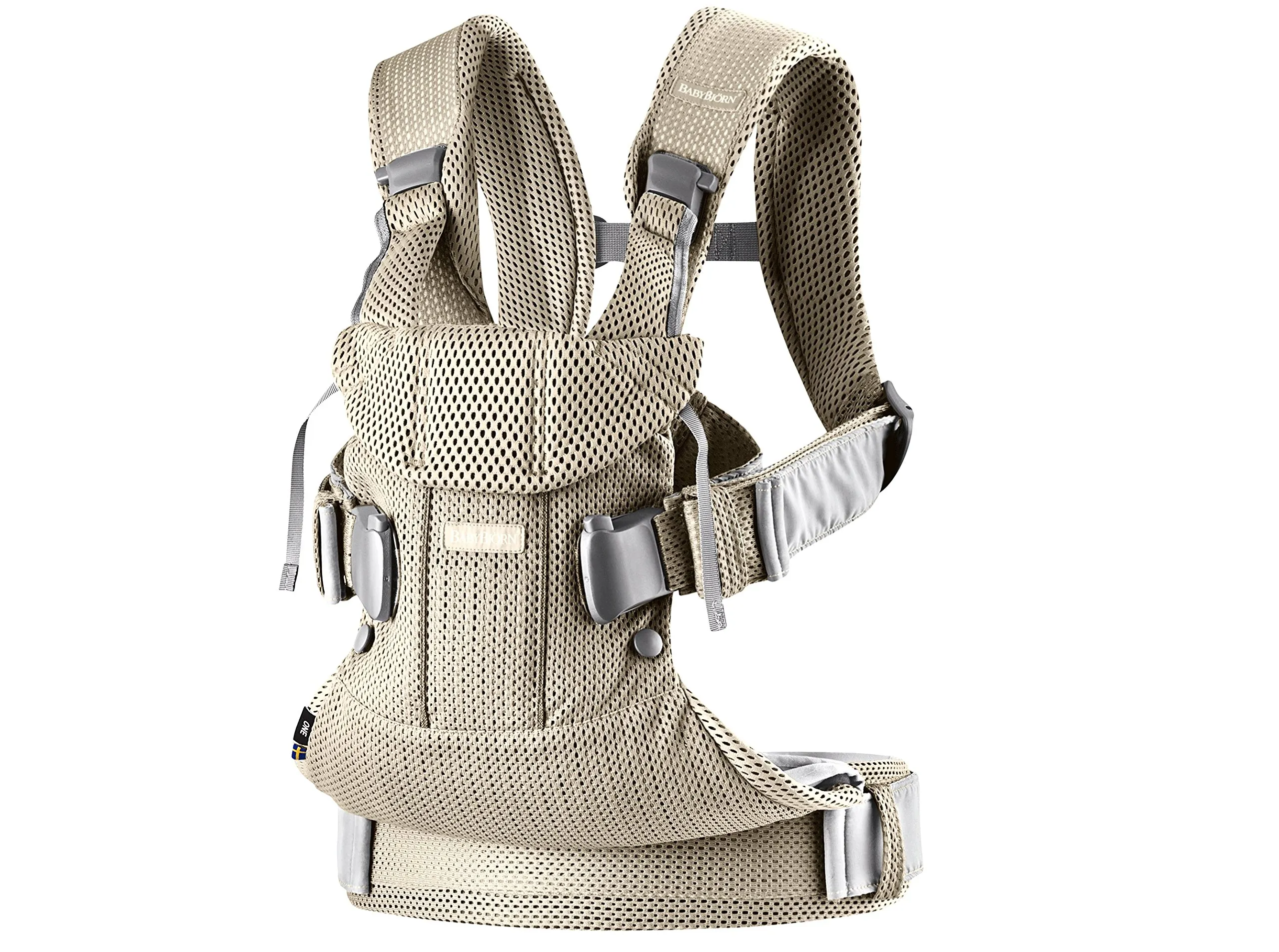 BabyBjörn Marsupio One Air, Mesh 3D, Beige-grigio