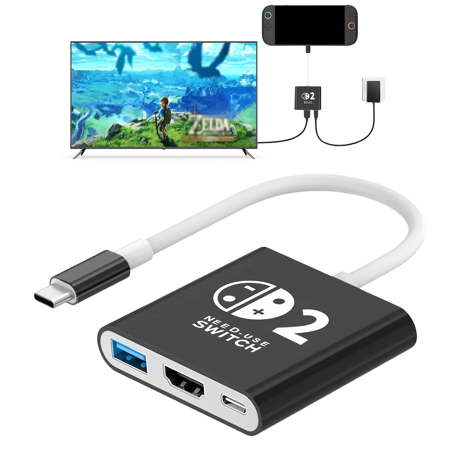 AriKroii Switch 2 Docking Station Portatile con HDMI 4K, USB 3.0 e Ricarica PD 100W