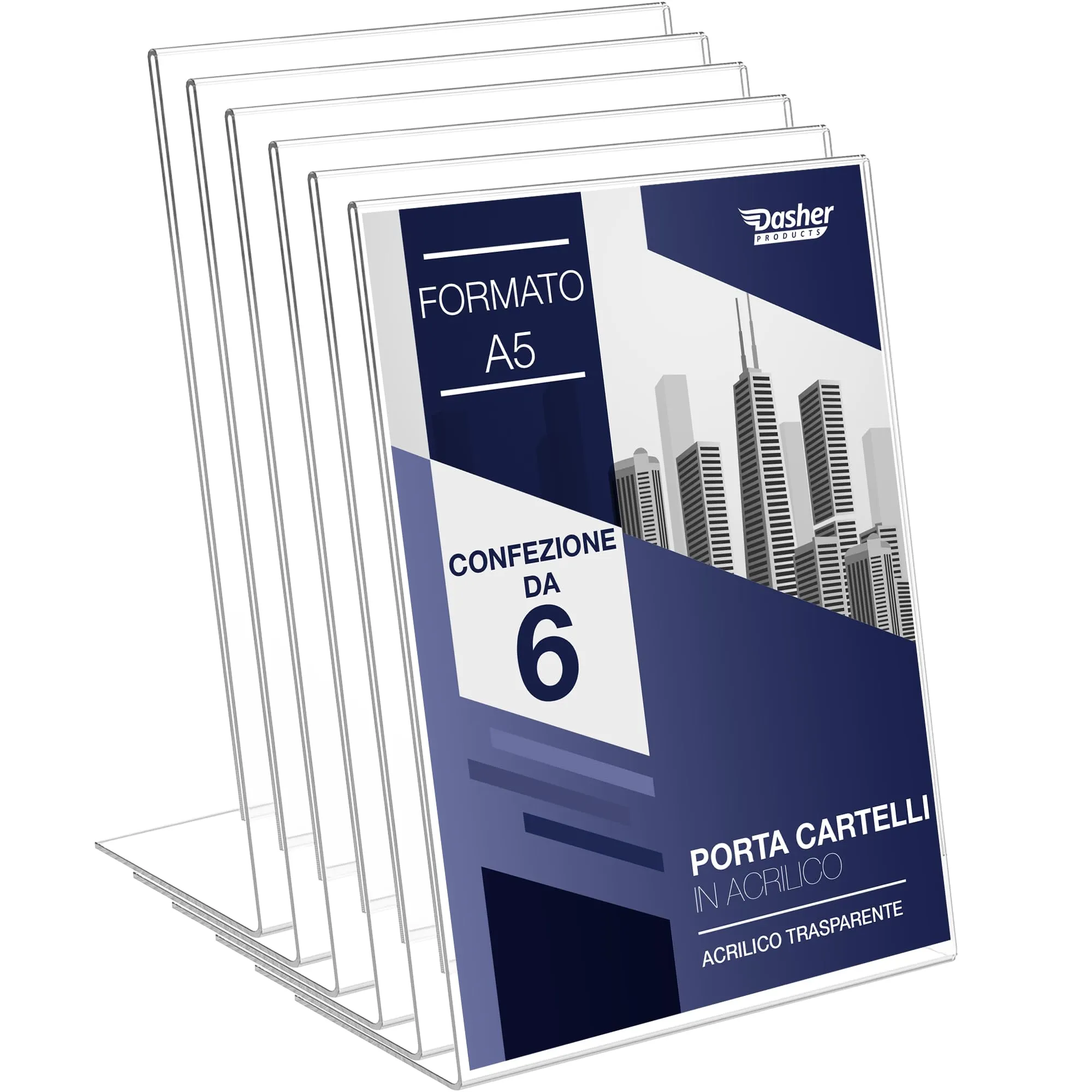 Portacartello in Acrilico A5 con Retro Angolato - Espositore Elegante e Funzionale