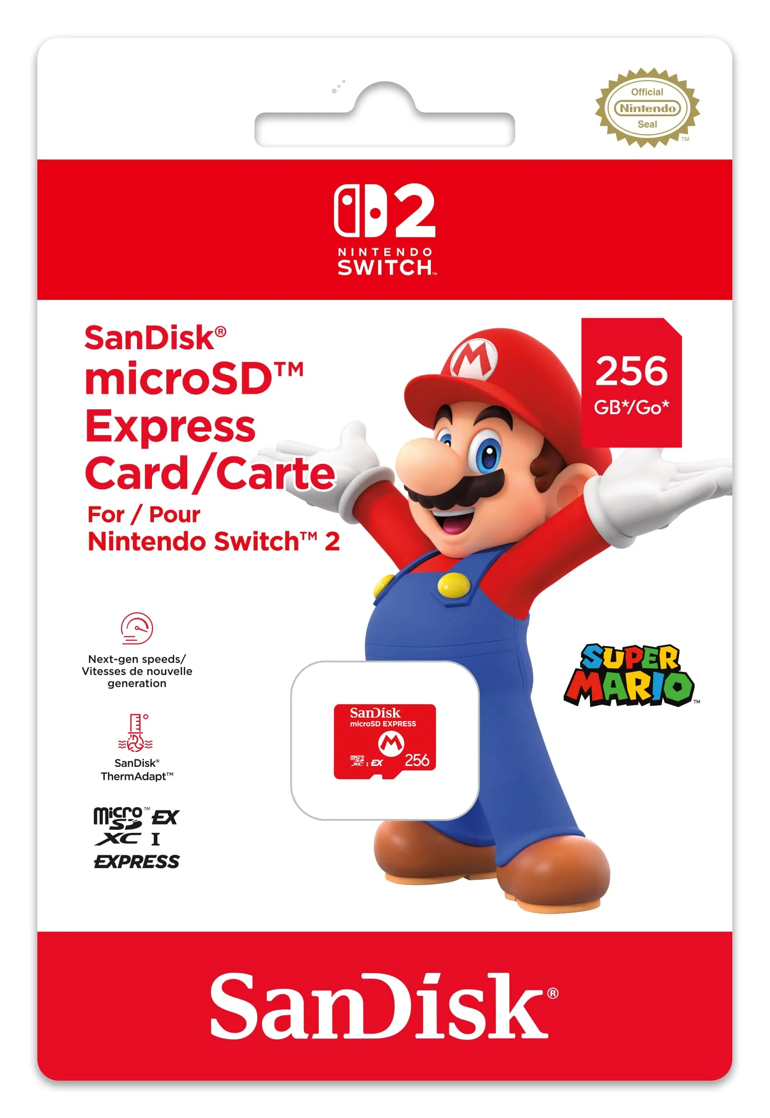 Scheda Micro SD Express SanDisk 256GB Ufficiale Nintendo Switch 2