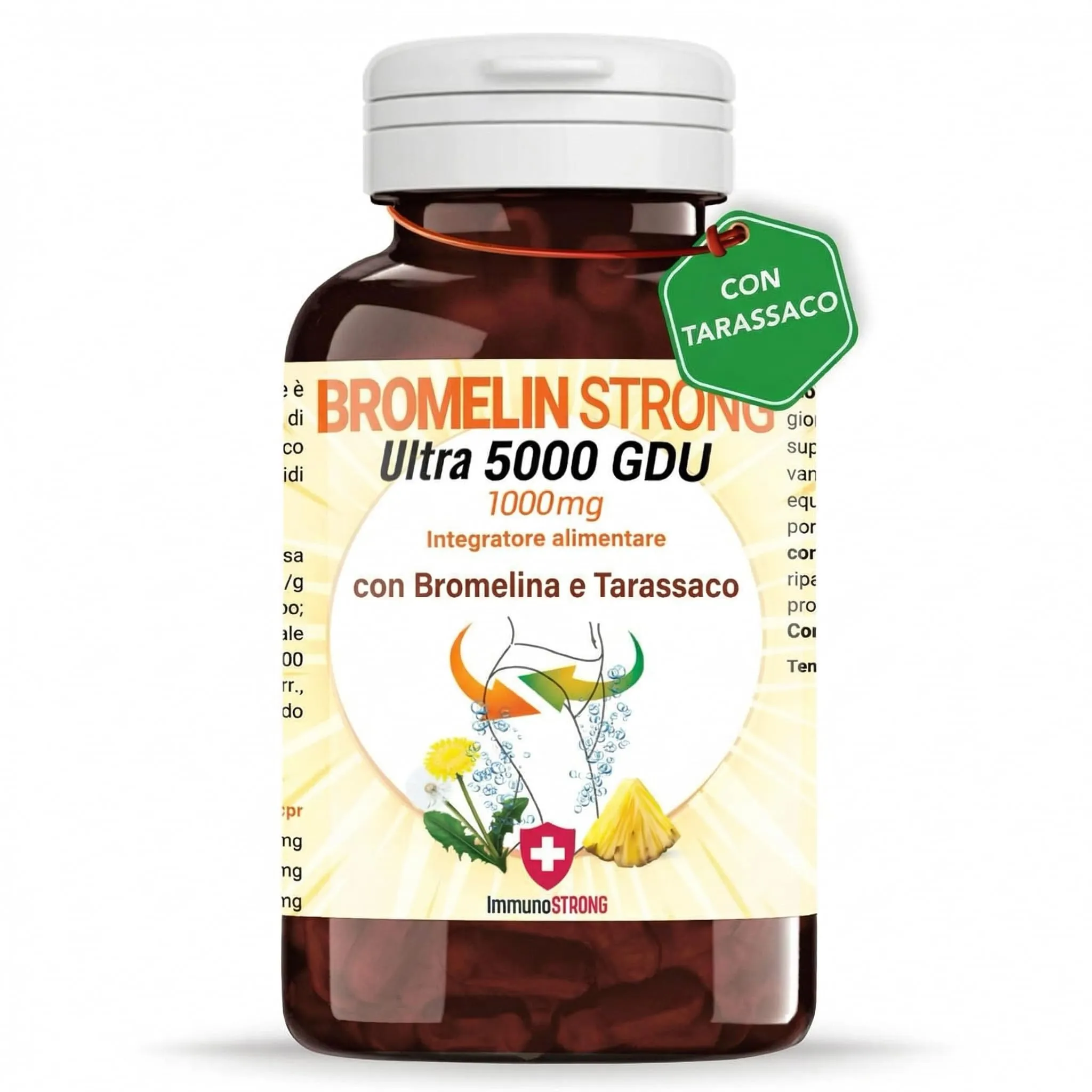 Bromelina Forte Drenante - Bromelina Drenante Purissima Alto Dosaggio 5000 Gdu Con Tarassaco Ad Azione Anticellulite E Detox 120 Compresse 1000 Mg - ImmunoSTRONG
