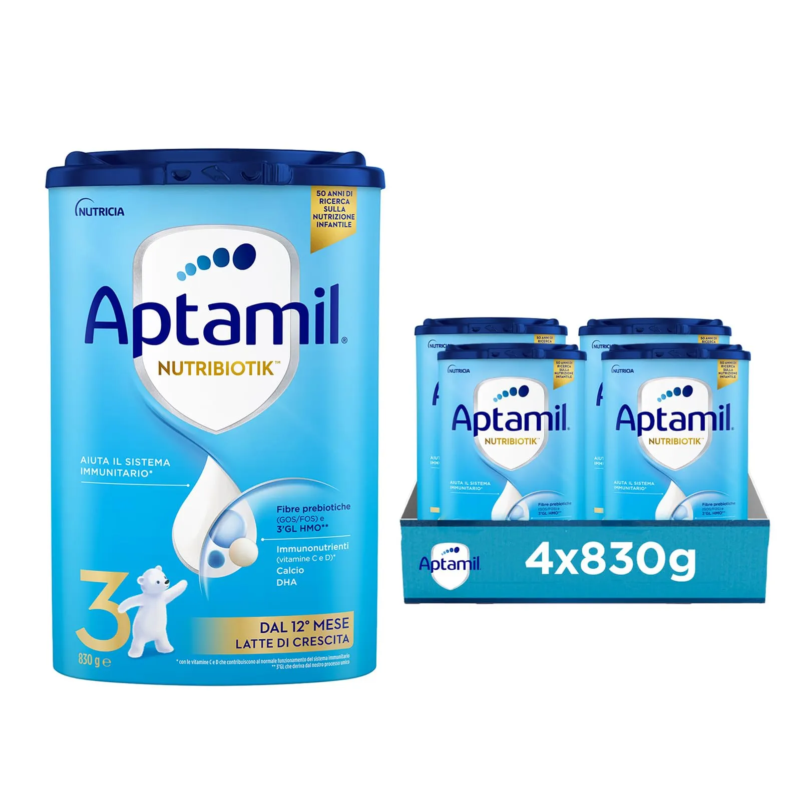 APTAMIL Nutribiotik 3 - Latte di Crescita in Polvere per Bambini dai 12 mesi