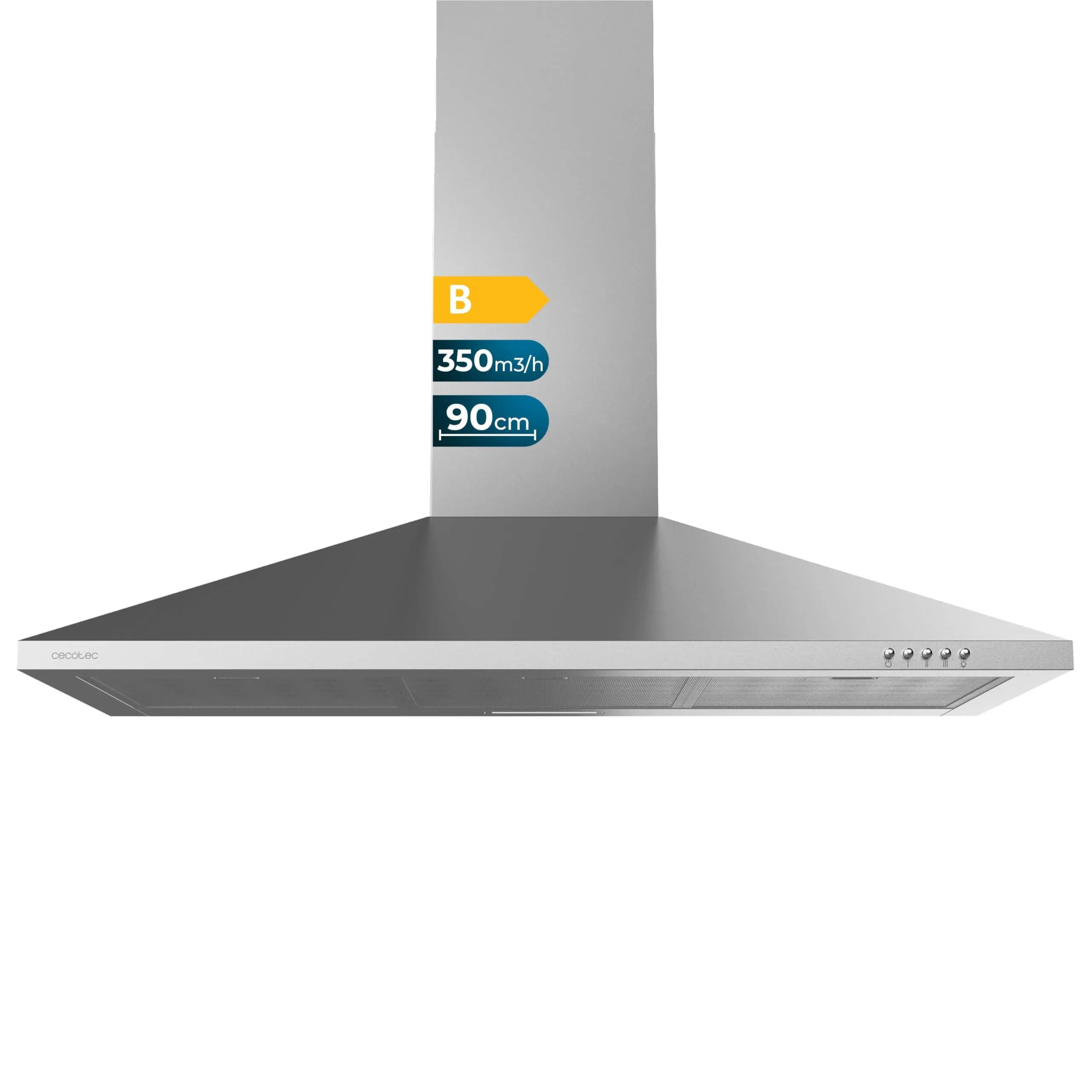 Cappa Aspirante Piramidale Cecotec Bolero Flux PM 903500 Inox B - 90 cm