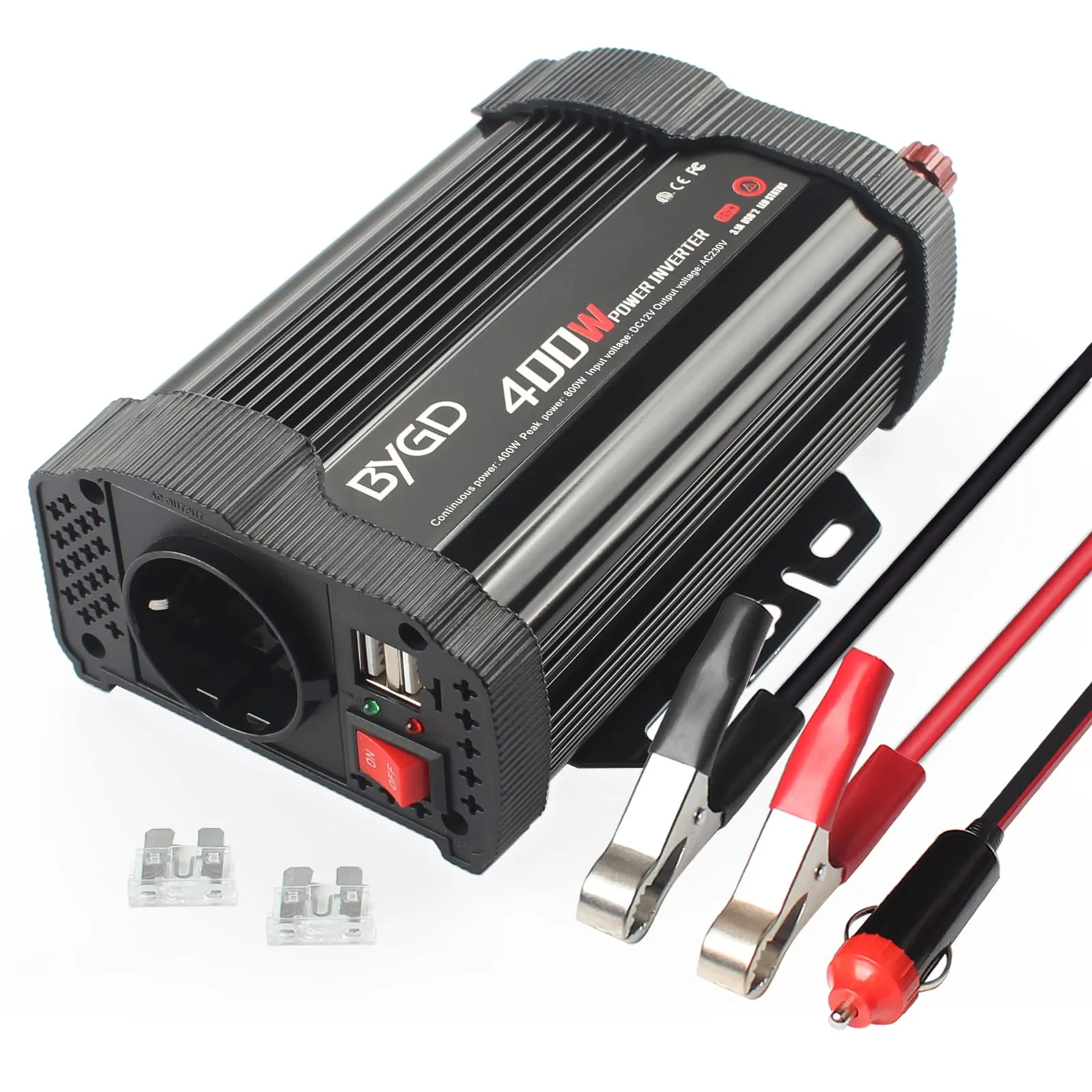 Inverter di Potenza 400W per Auto, Convertitore DC 12V a AC 220V/230V con Dual USB 3.1A