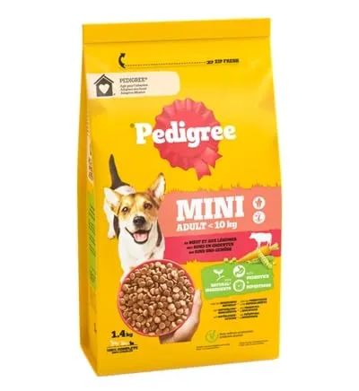 PEDIGREE® Sacchetto per Adulti < 10 kg con Manzo e Verdure - 1.4 kg