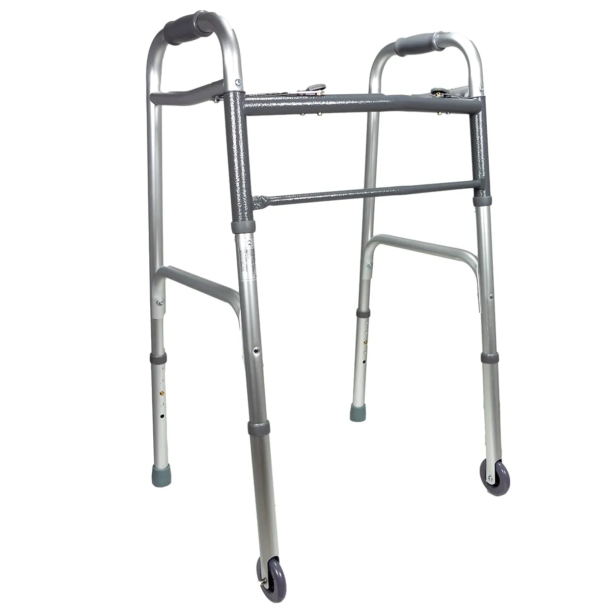 Deambulatore Pieghevole in Alluminio con Ruote Fisse e Puntali Regolabili