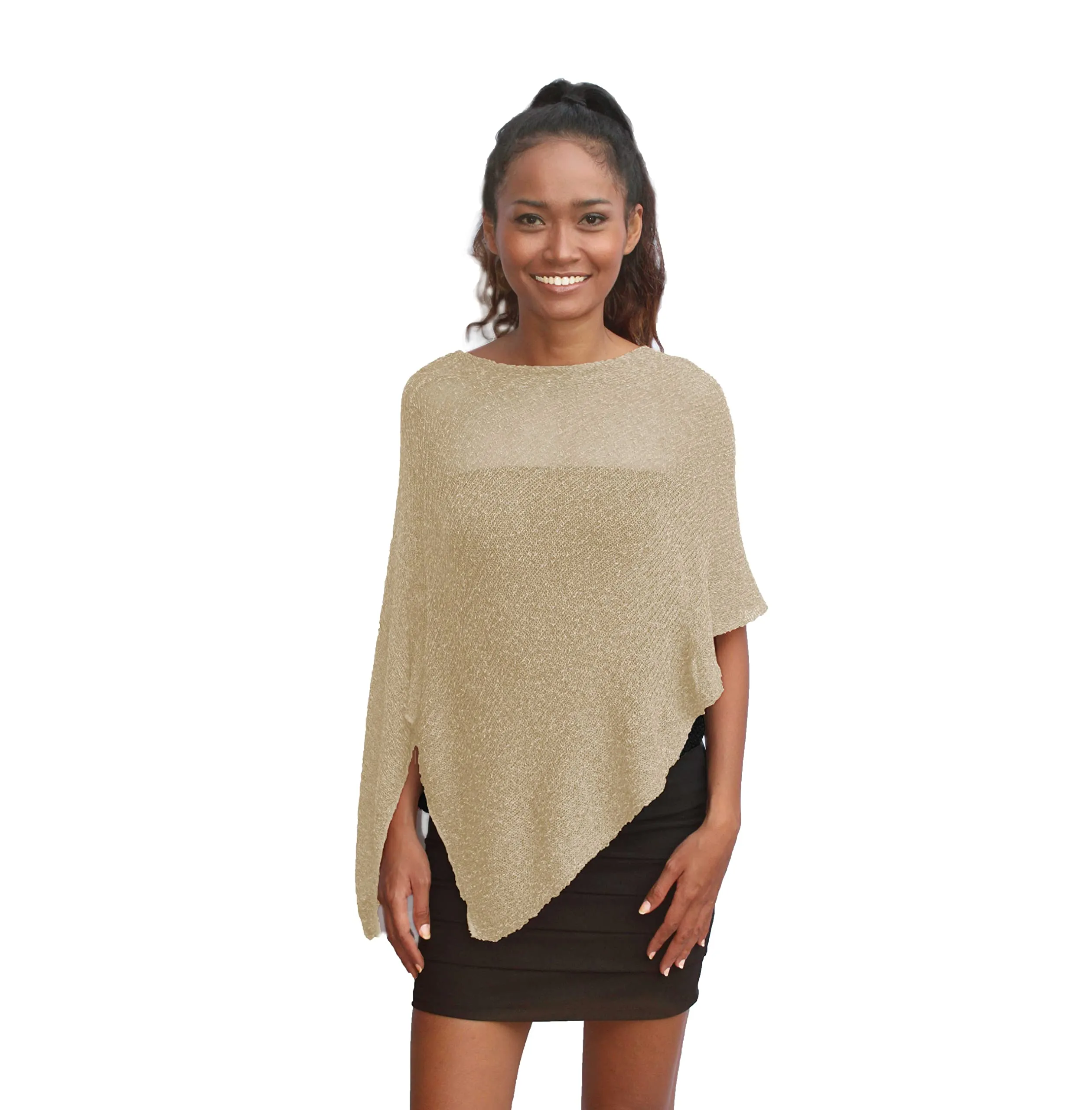Creazioni Unique Poncho Coprispalle da Donna Elegante - Beige con Essenza di Fiore di Ciliegio