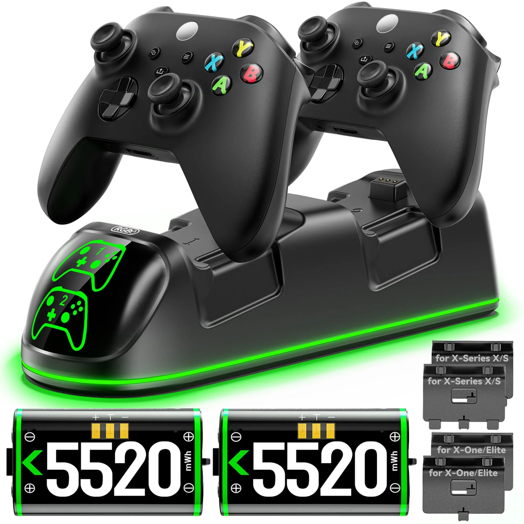 OIVO Caricatore per Controller Xbox con 2 Batterie da 5520mAh