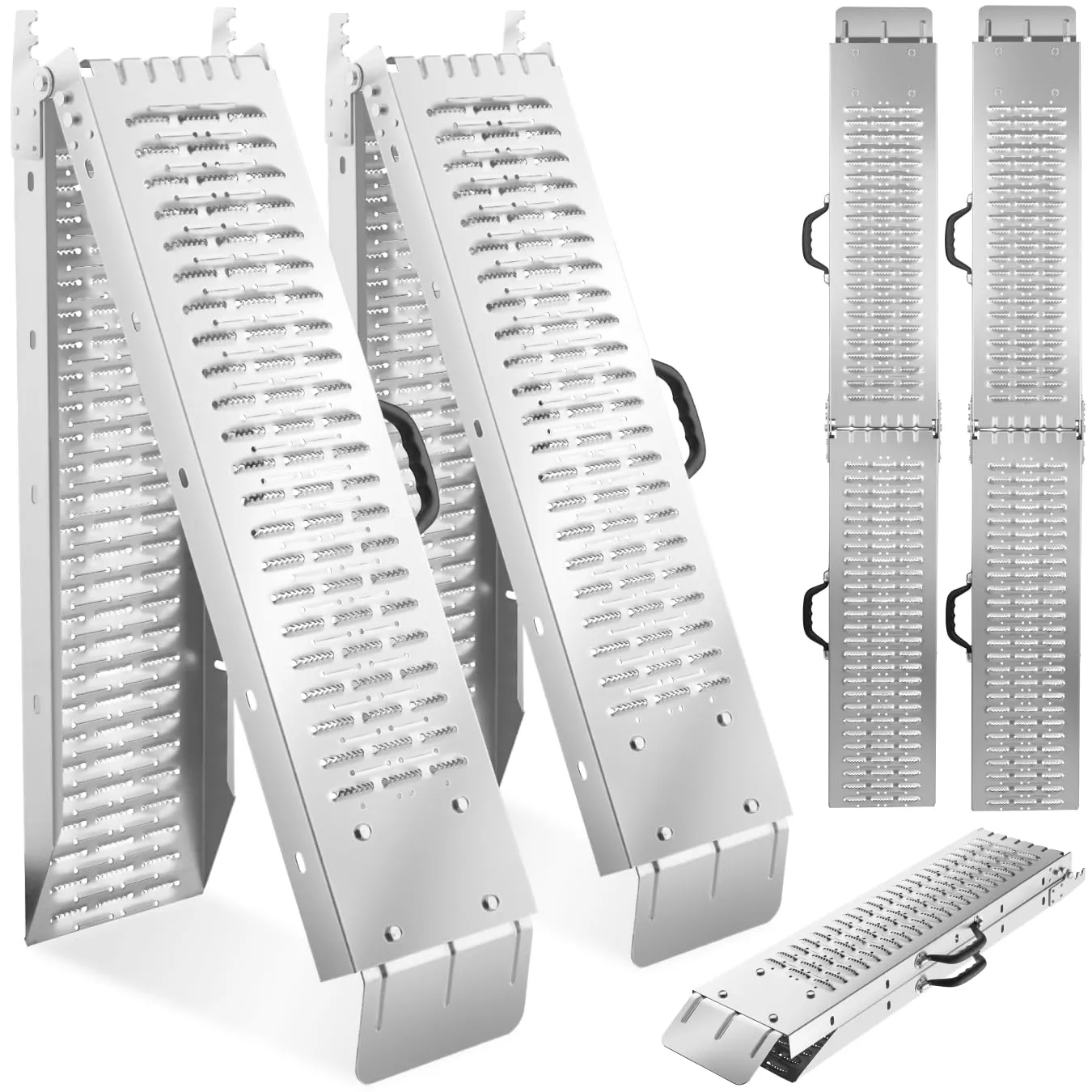 tectake® Set di 2 Rampe di Carico Pieghevoli in Acciaio Zincato Antiscivolo - Portata 400kg