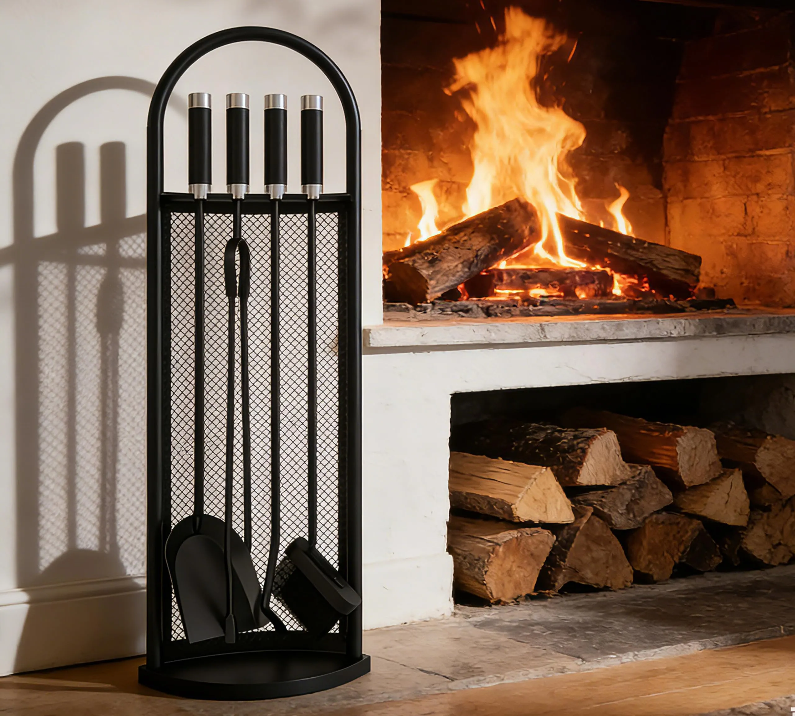 Kingson - Set Accessori per Caminetto 5 Pezzi Nero