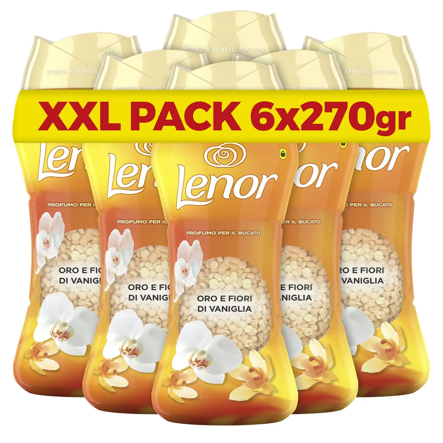 Lenor Perle Profumate Oro e Fiori di Vaniglia - Maxi Formato 6 x 270g