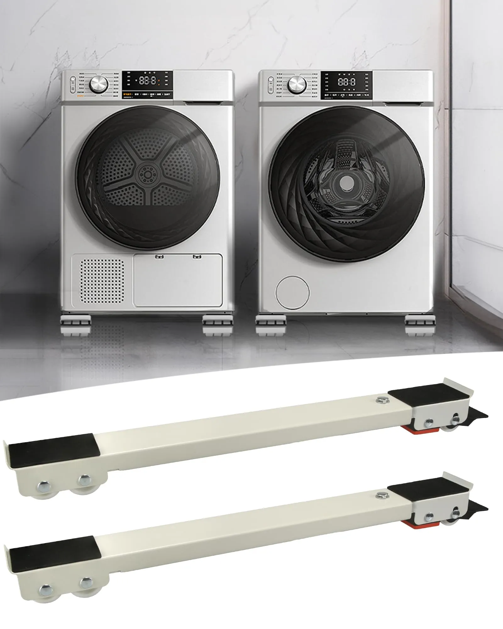Rulli per elettrodomestici Heavy Duty Mobili Lavatrice Dolly Espandibile Regolabile Carrello Elettrodomestico Mobili Traslocatore per Lavatrici, Asciugatrici Max 1540 libbre. 28.3 pollici