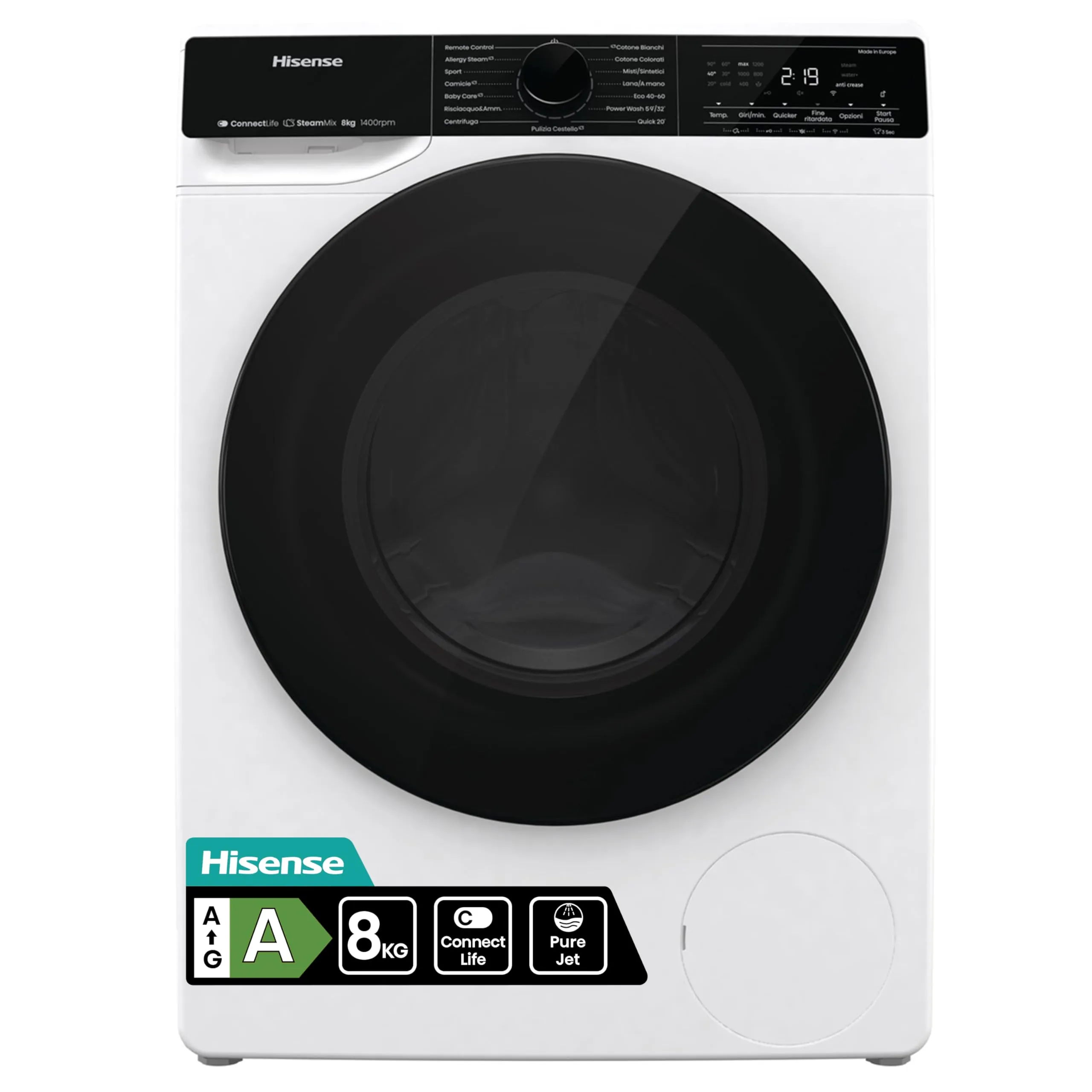Hisense WF5V843BWSIT Lavatrice Slim 8 Kg