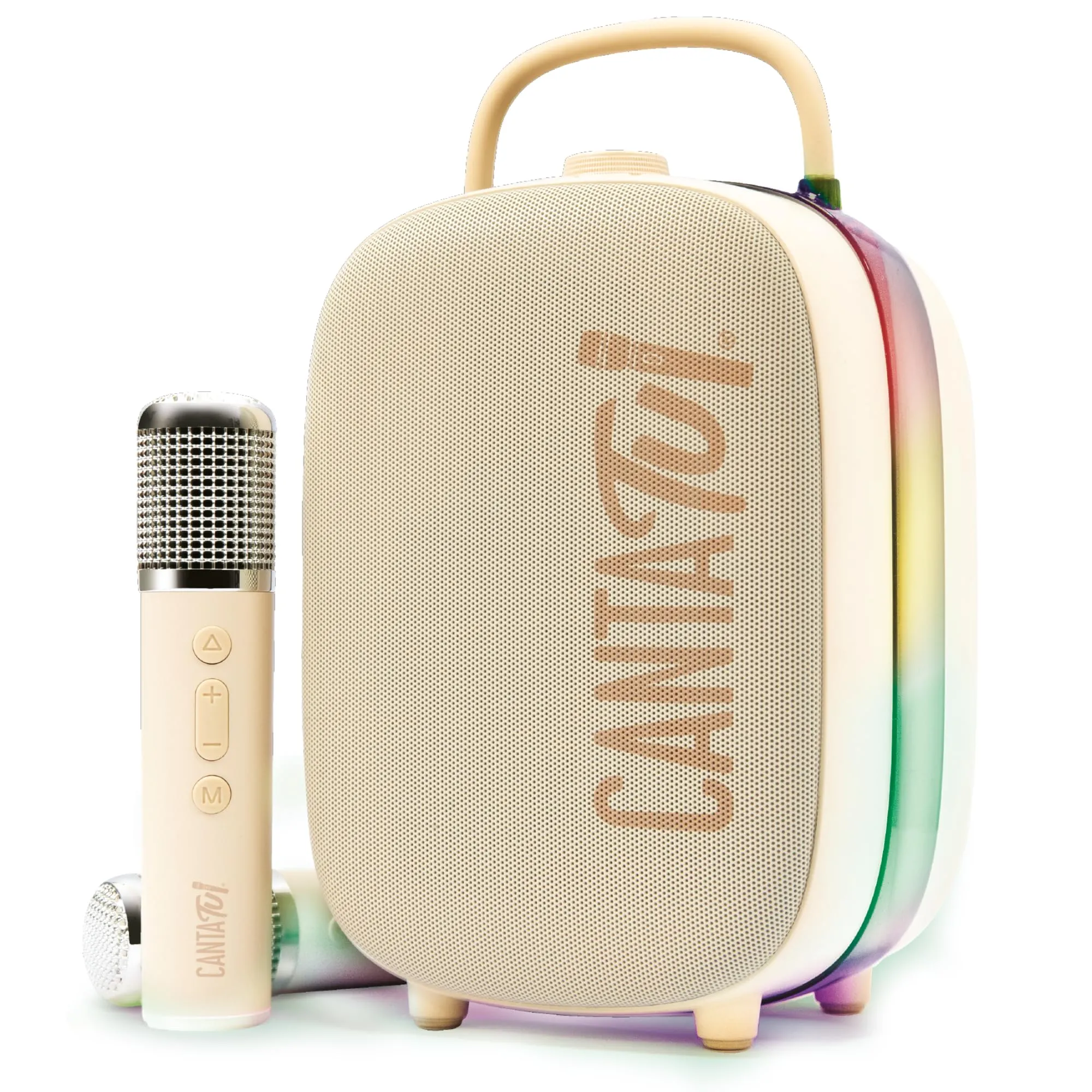 Canta Tu - Nina, Macchina Per Karaoke Con 2 Microfoni Wireless Inclusi, Altoparlante Portatile Bluetooth, Colore Beige Con Luci Led E Cambio Voci, Per Bambini Ragazzi E Adulti