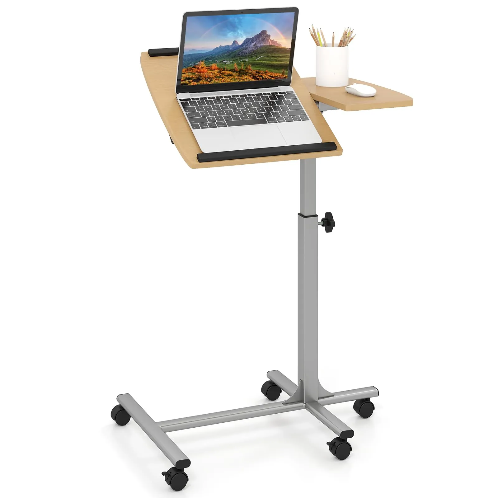 COSTWAY Tavolino Regolabile in Altezza con Ruote
