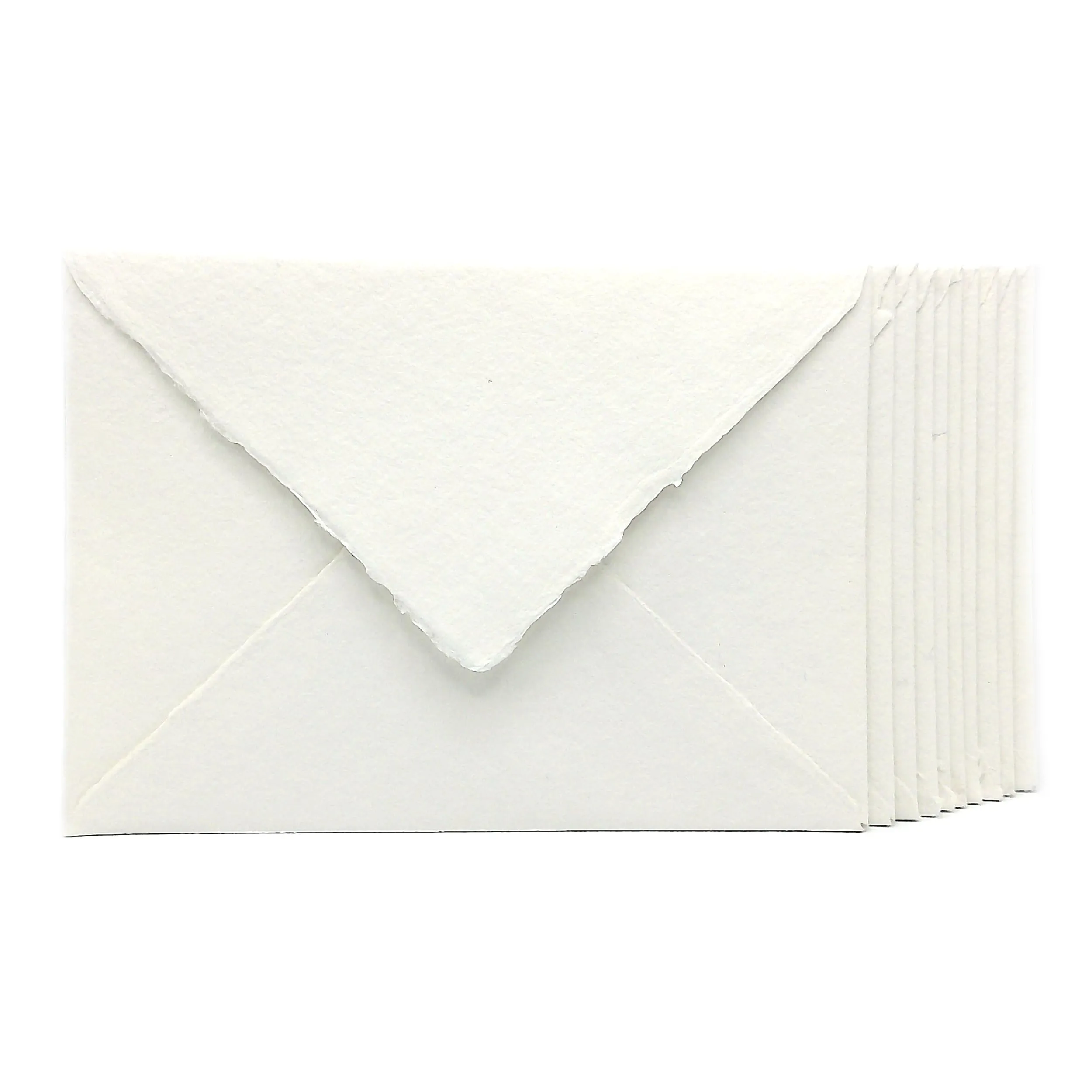 Buste in Carta Artigianale con Bordi Irregolari, 13,5x18,5 cm, Confezione da 10, Made in Italy (Bianco)