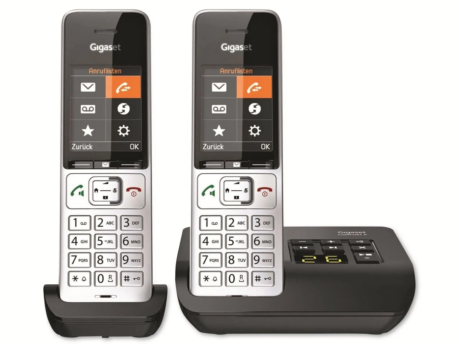 Gigaset COMFORT 500A Duo - Telefono Cordless DECT con Segreteria Telefonica, Argento/Nero