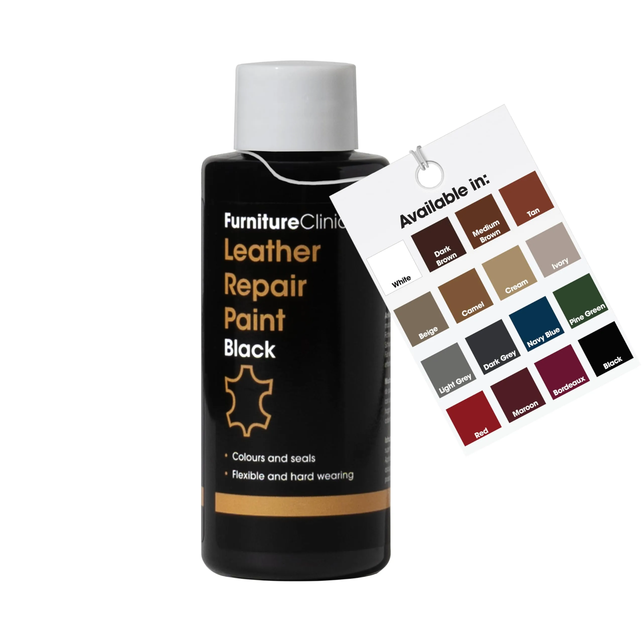 Furniture Clinic Vernice e Tintura per la Riparazione della Pelle - Nero 50ml