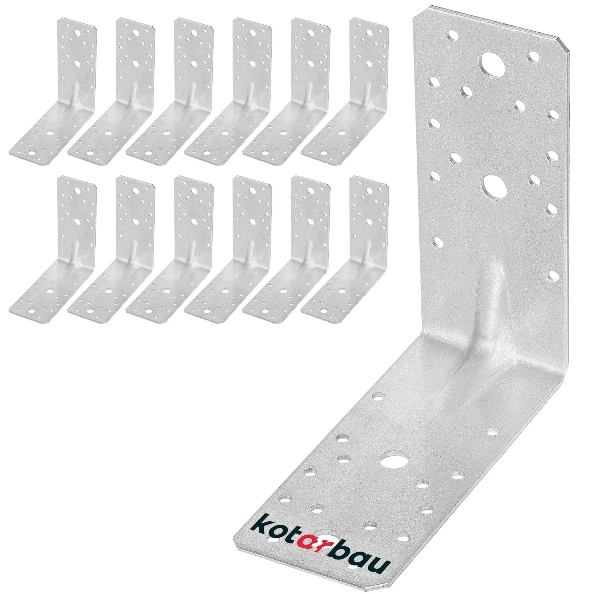 KOTARBAU® Staffa Angolare 150x150x65 mm - Set da 12, Acciaio Zincato Argento