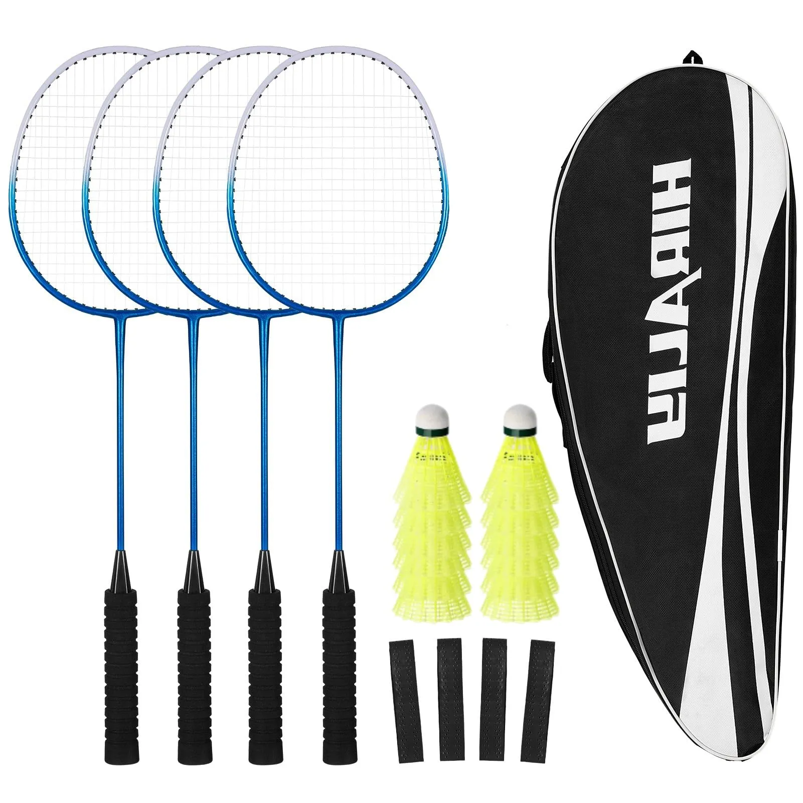 HIRALIY Set di 4 Racchette da Badminton con Volani e Accessori