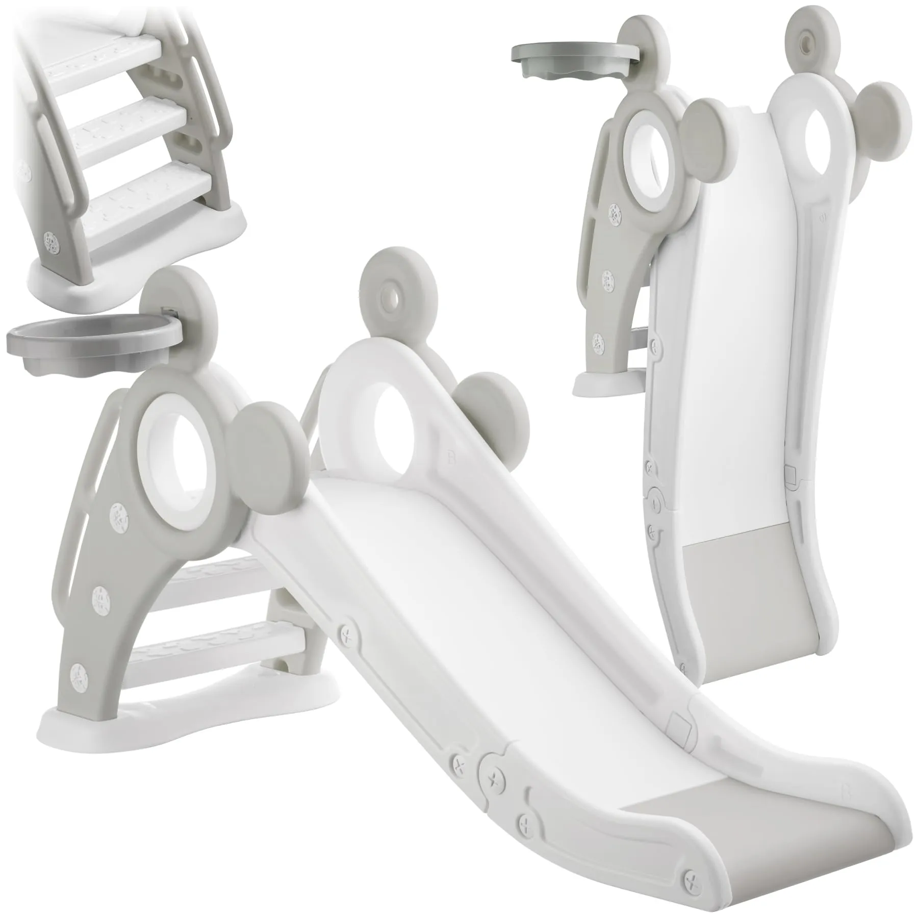 Scivolo per Bambini con Canestro da Basket Pieghevole tectake® - Grigio