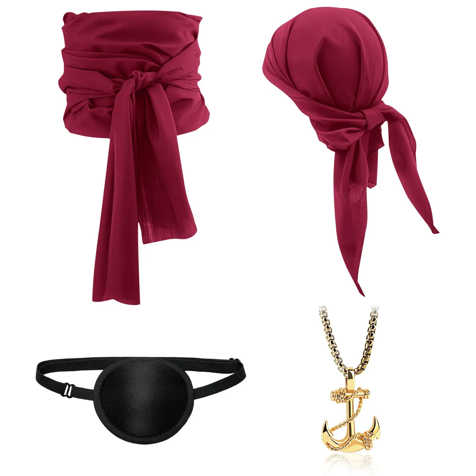 NebulaGlam Set Accessori Pirata 4 Pezzi per Costume Halloween e Feste a Tema