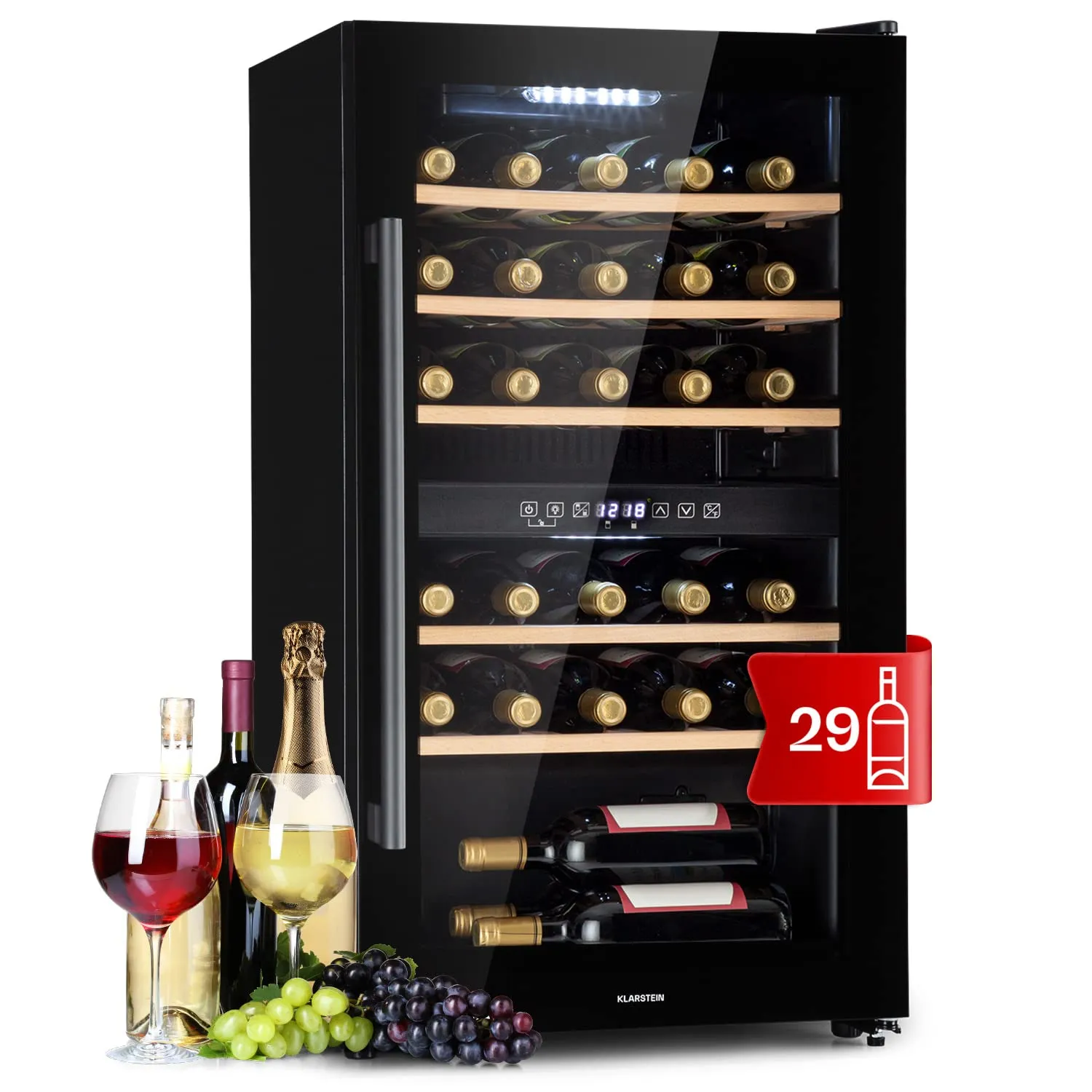 Klarstein Cantinetta Vino Doppia Zona, 29 Bottiglie, Acciaio Inox